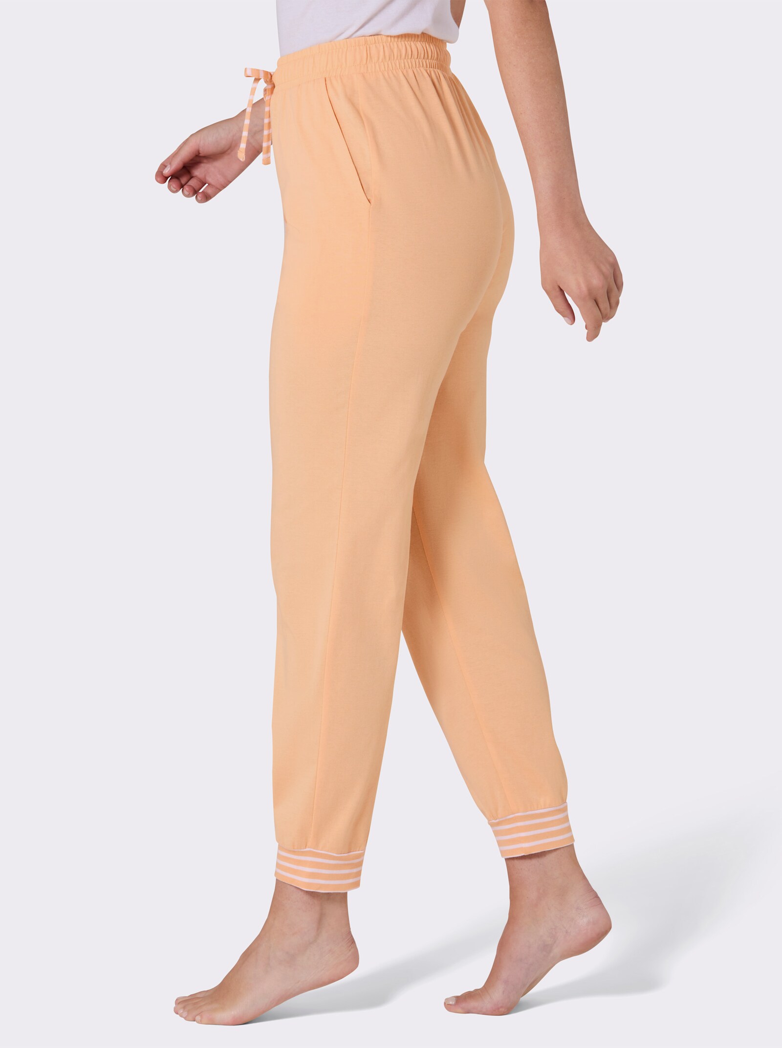 wäschepur Schlafanzughose mit Ringelbündchen - apricot