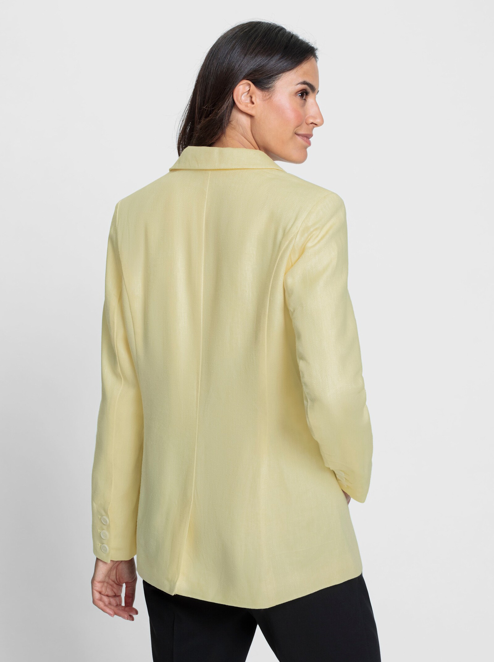 Blazer met dubbele knoopsluiting - citroen/wit gedessineerd