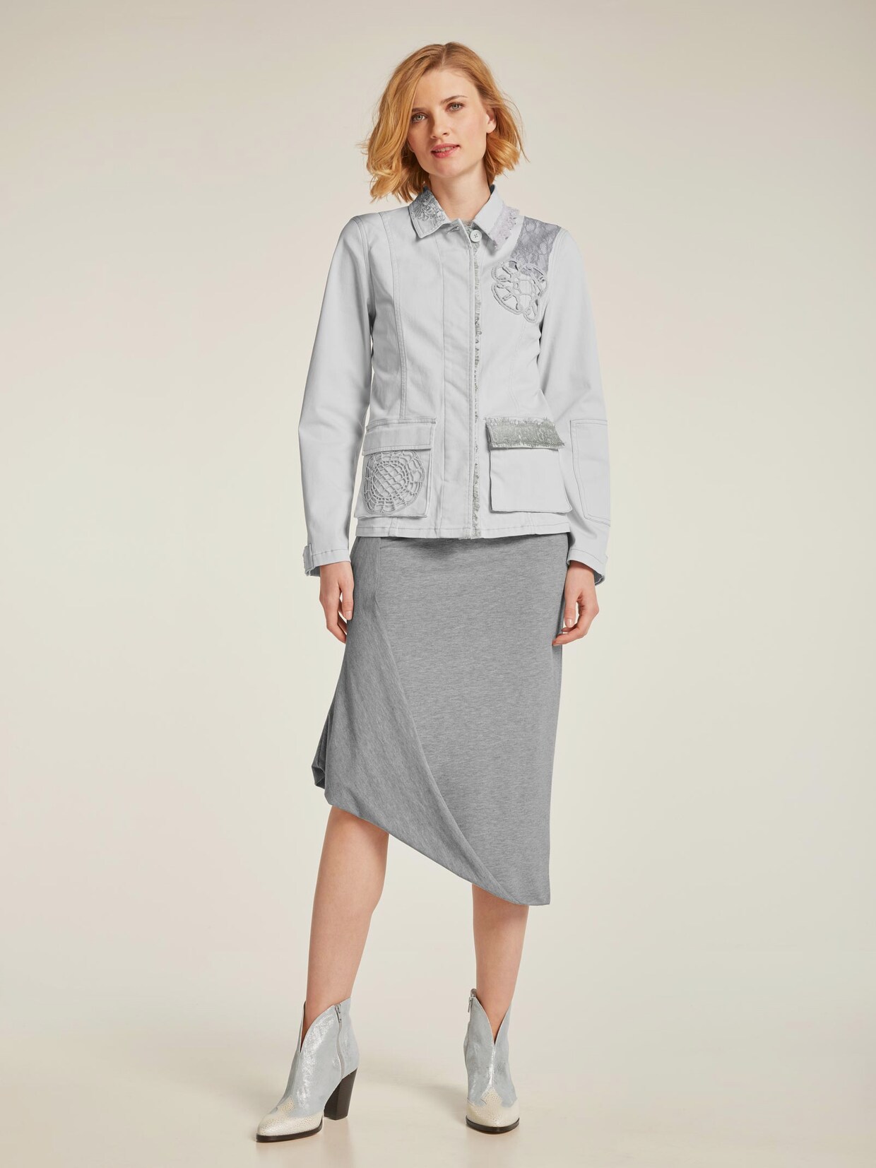 Linea Tesini Jersey-Kleid - grau