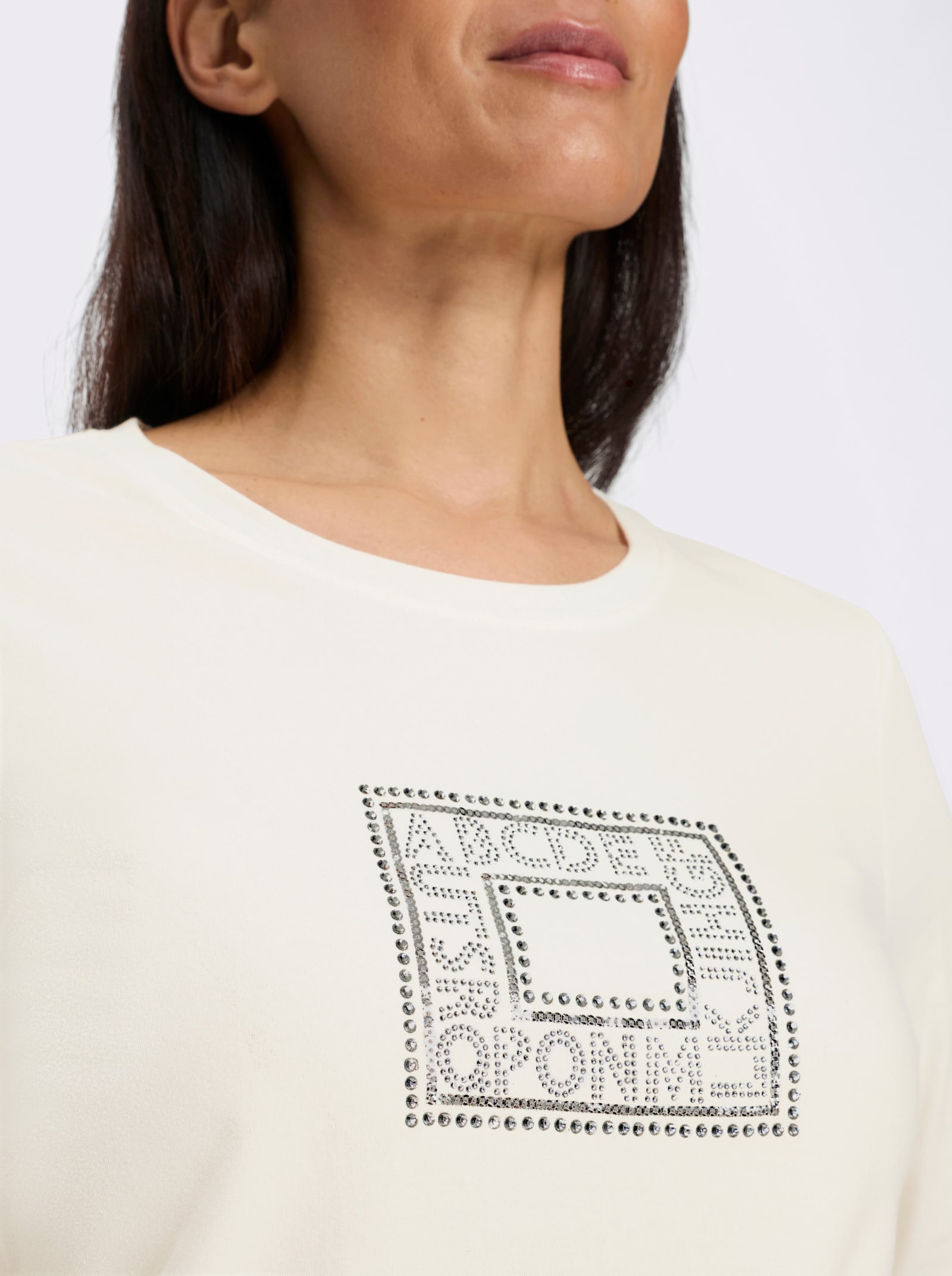 heine Langarmshirt mit Glitzersteinchen - ecru