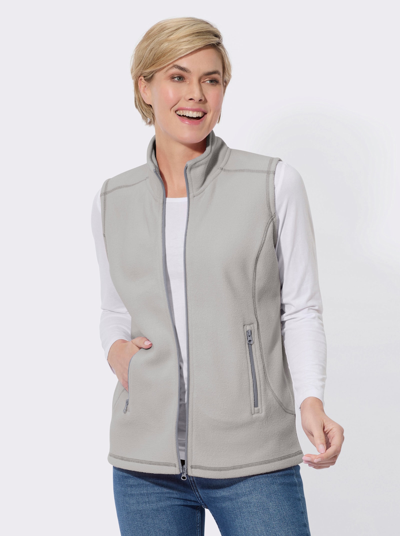 Fleecegilet in antipilling-uitvoering - lichtgrijs