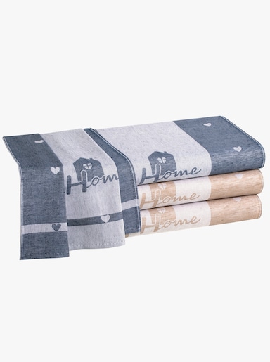 Geschirrtücher - beige-gemustert + marine-gemustert