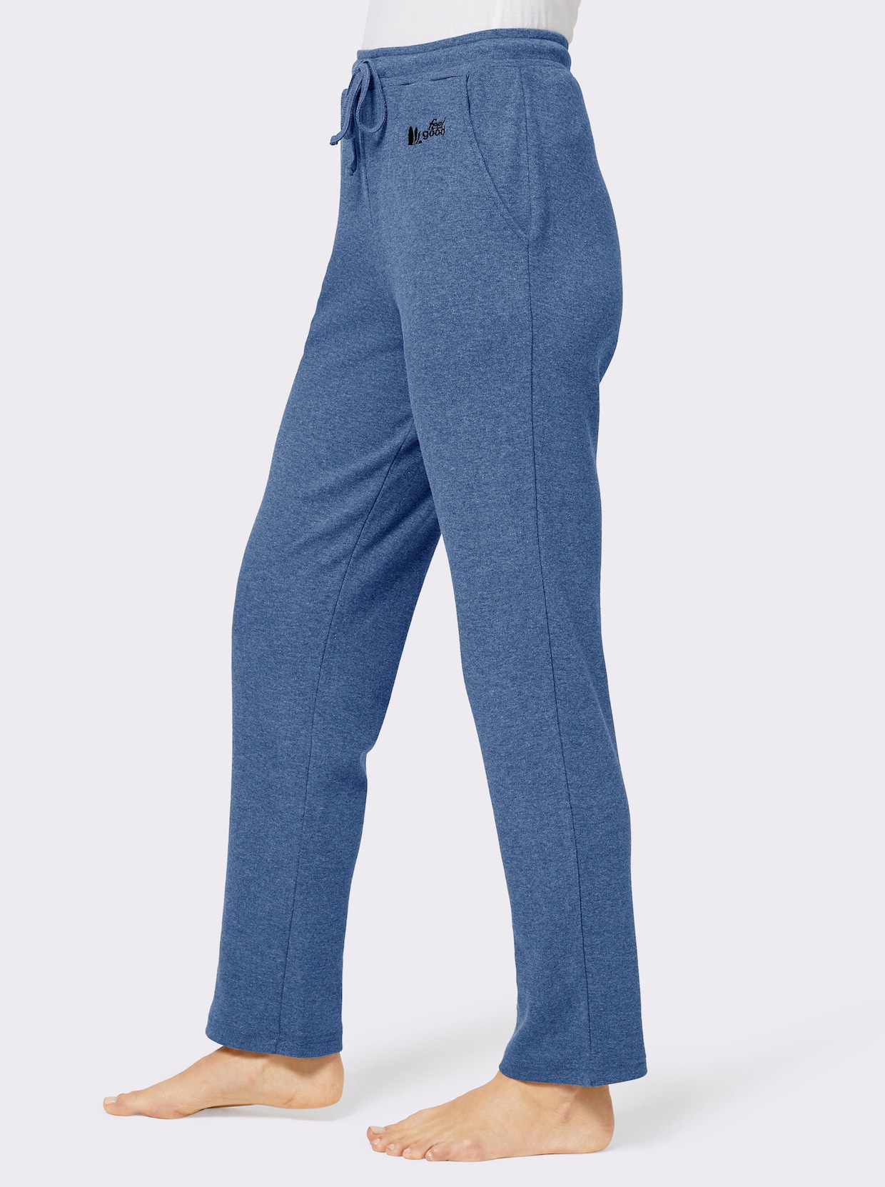 feel good broek - middenblauw gemêleerd