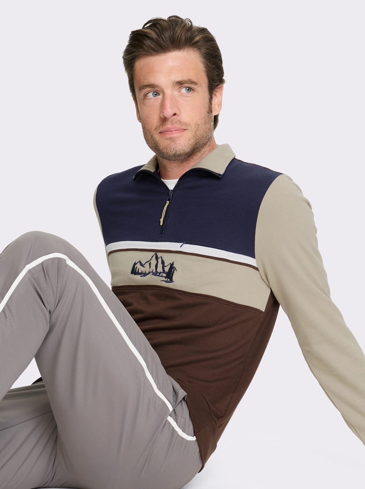 Catamaran Sports Sweatshirt mit Reissverschluss-Brusttasche - schlamm