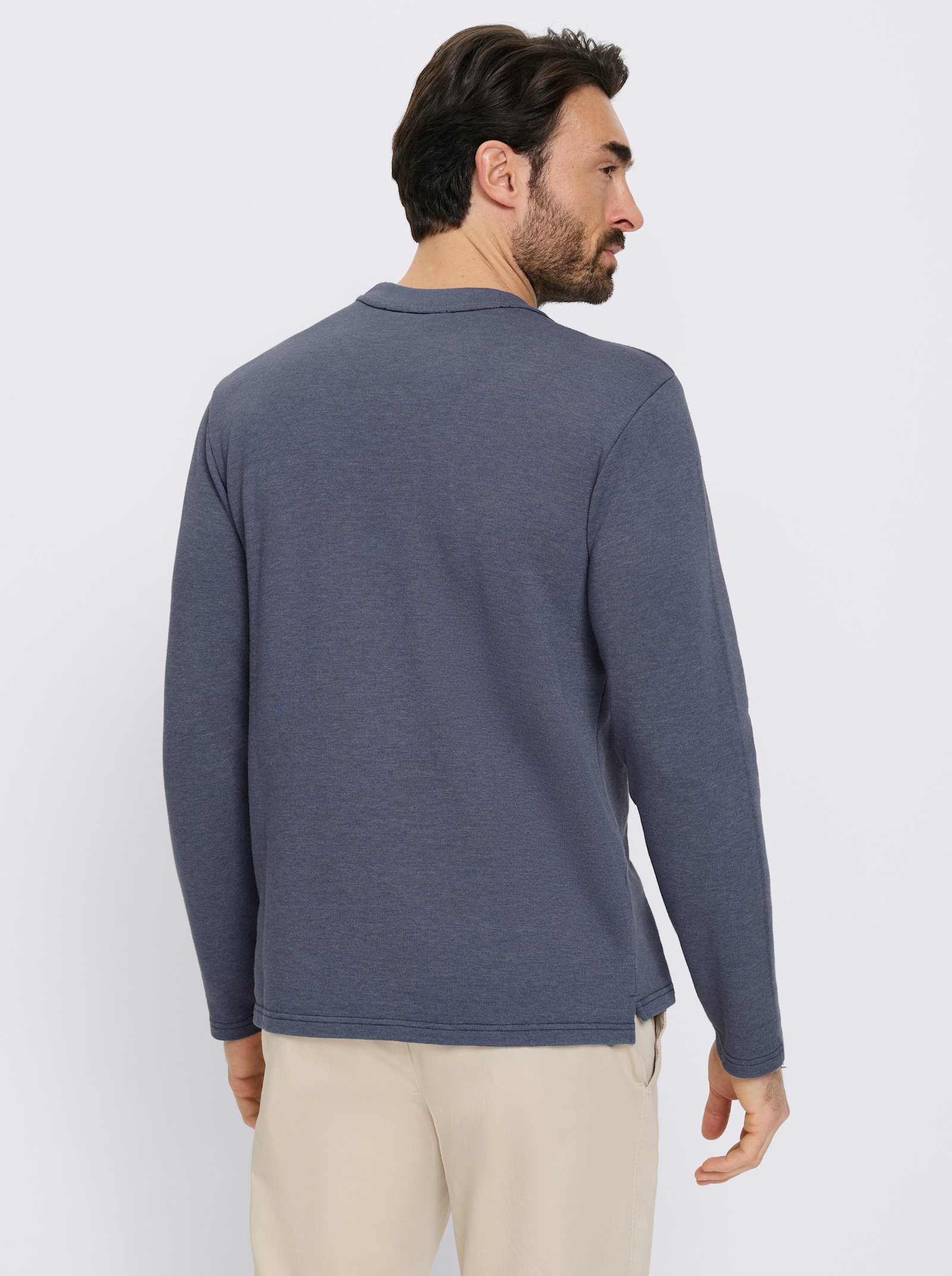 Catamaran Langarmshirt mit Logo-Stickerei - jeansblau-meliert