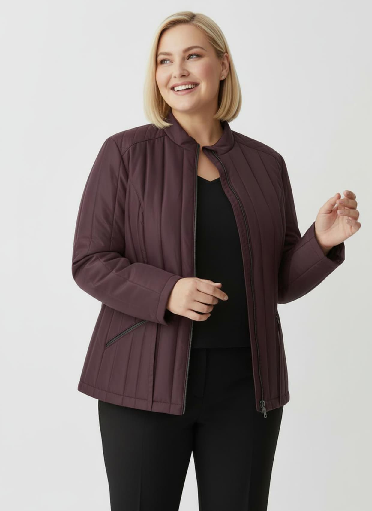 Steppjacke mit Längssteppung - burgund