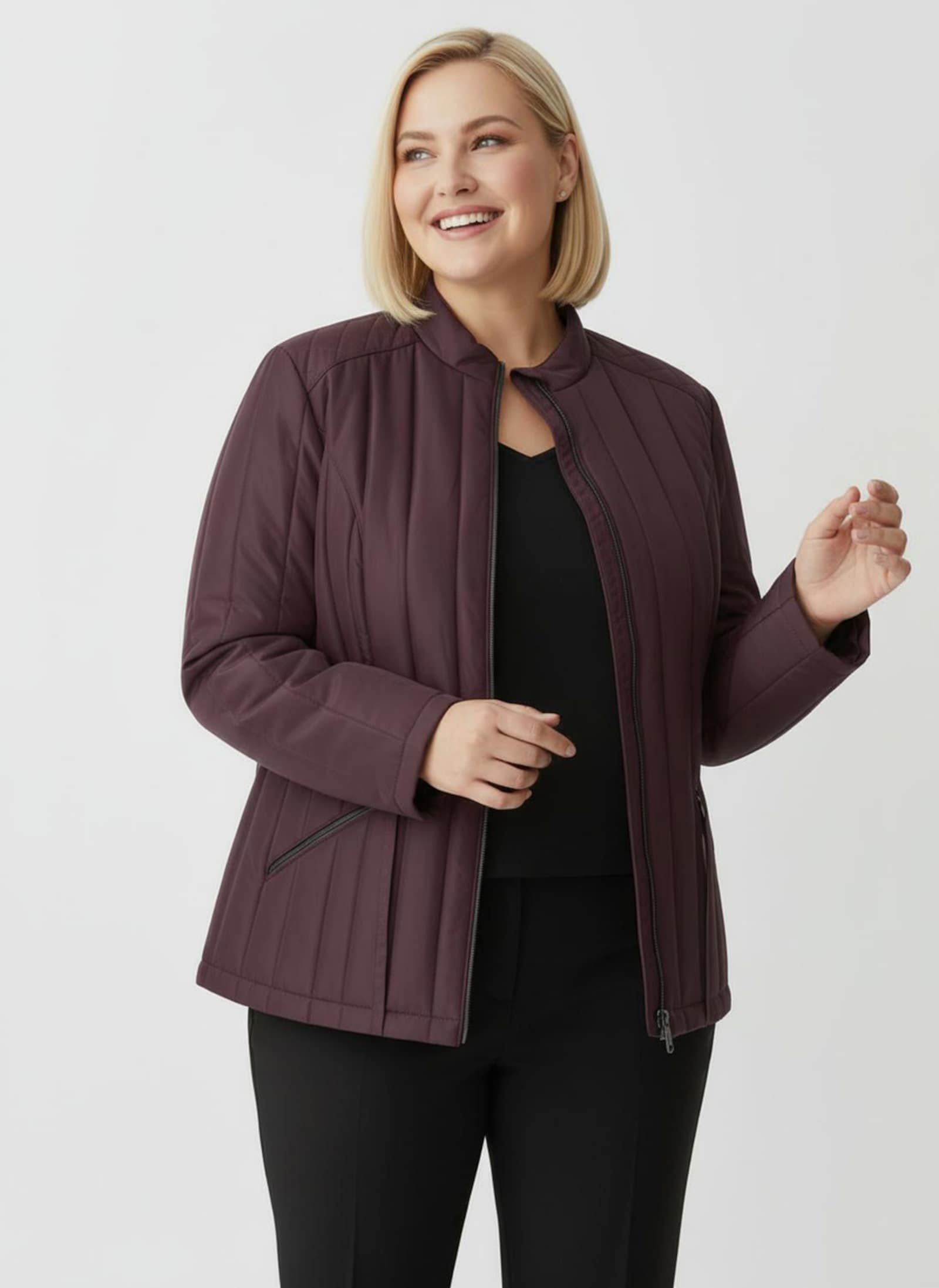 Steppjacke mit Längssteppung - burgund