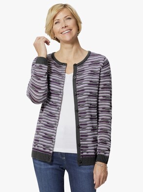 Strickjacke - flieder-grau-gemustert