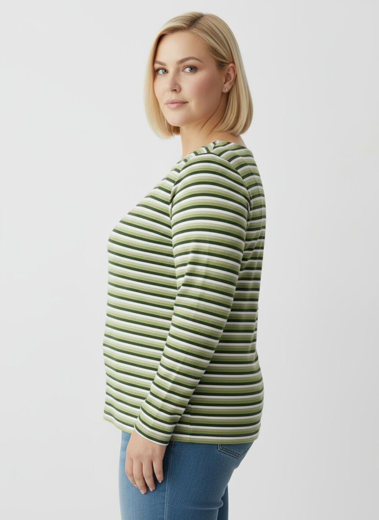 Langarmshirt im Ringel-Dessin - schilf-marine-geringelt