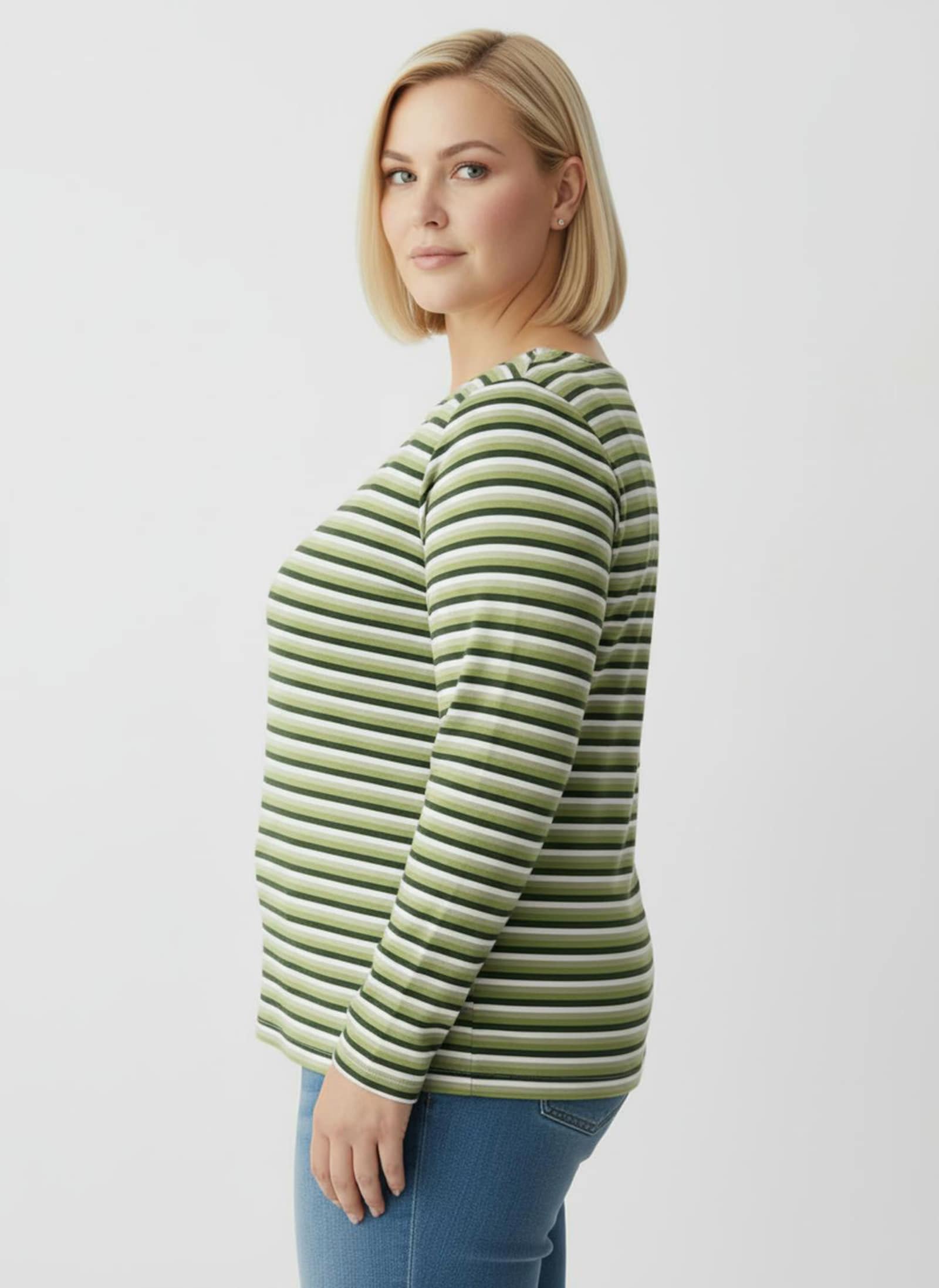 Langarmshirt im Ringel-Dessin - schilf-marine-geringelt