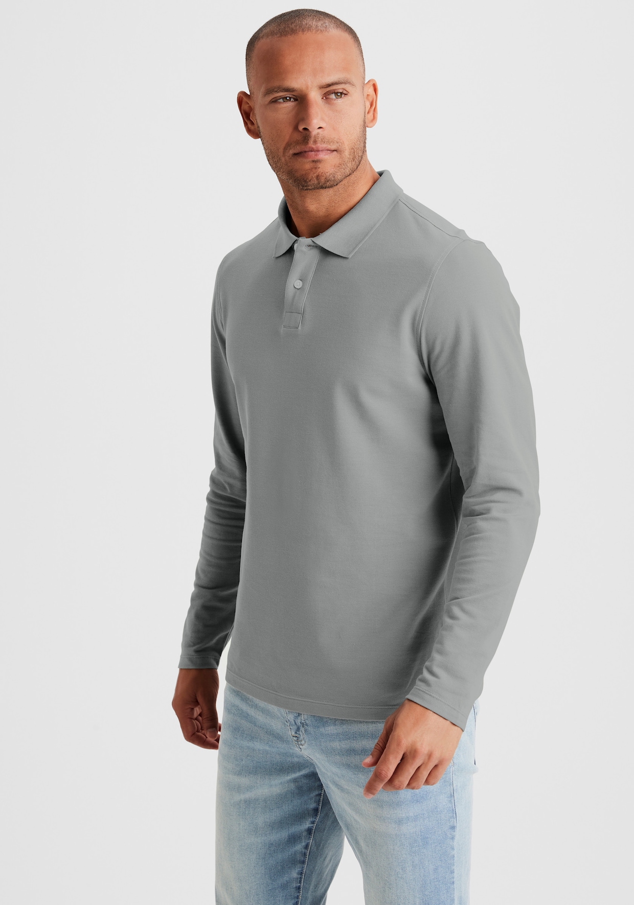 Beachtime Langarm-Poloshirt - grau