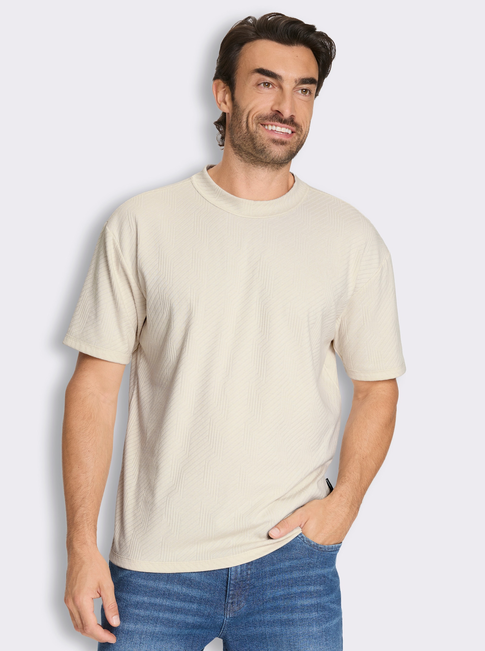 Marco Donati Kurzarmshirt in strukturierter Qualität - champagner
