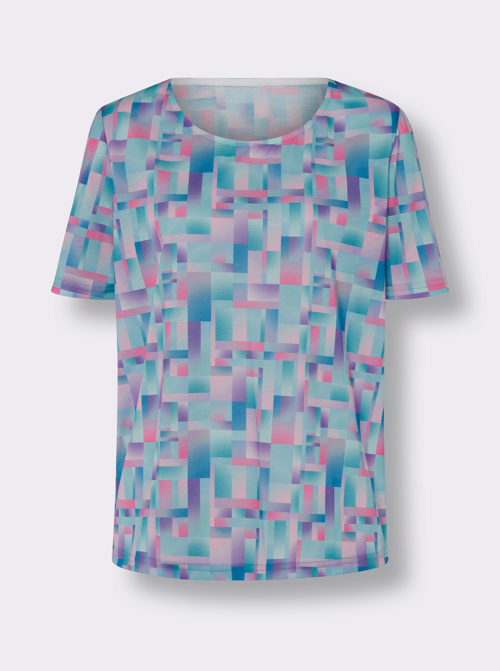 Tričko s krátkymi rukávmi z jedn.udrž.materiálu - Tyrkys.-levand. potlač