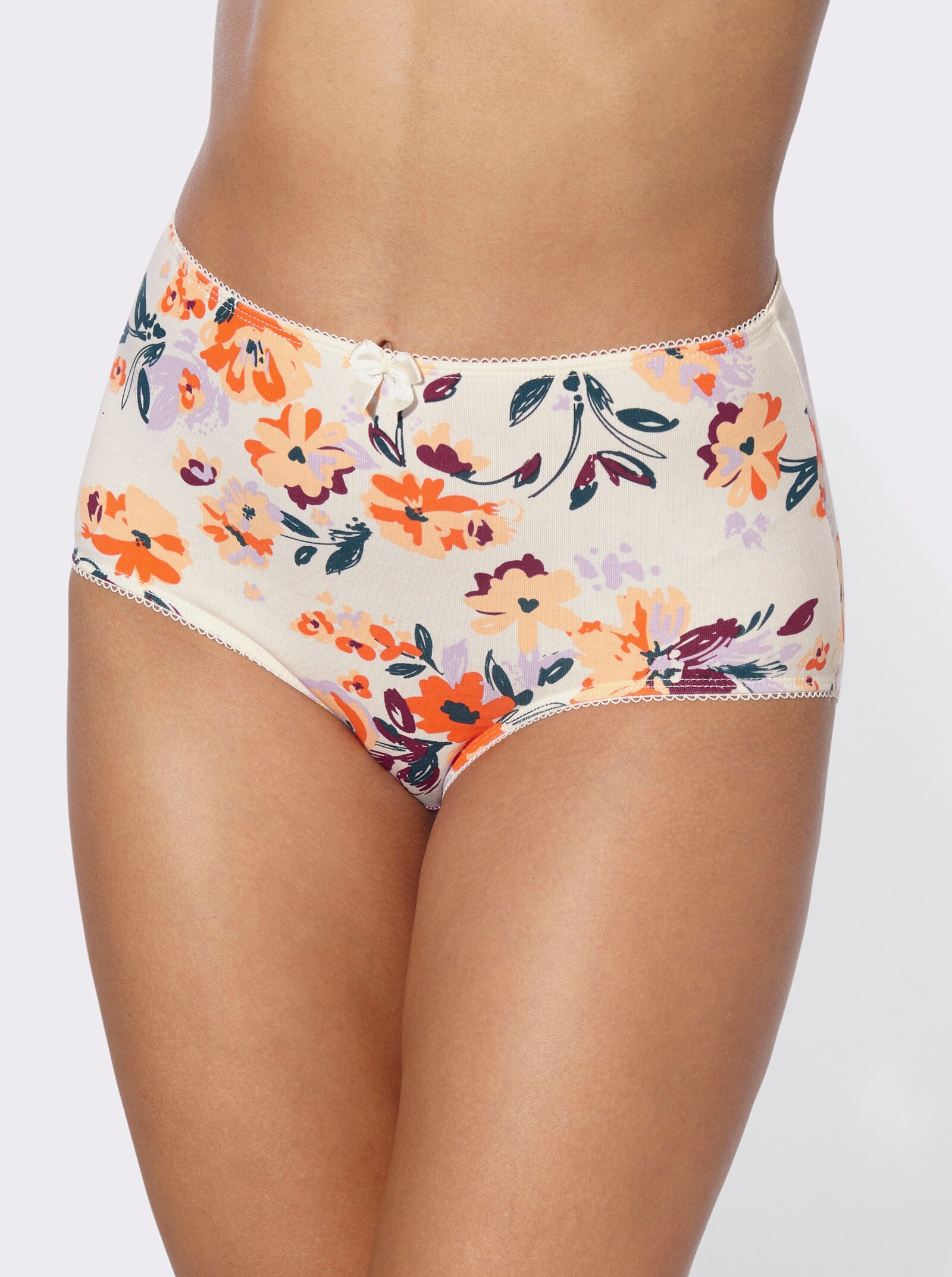Taillenslip im 5er-Pack - champagner-bedruckt + orange + apricot + bordeaux