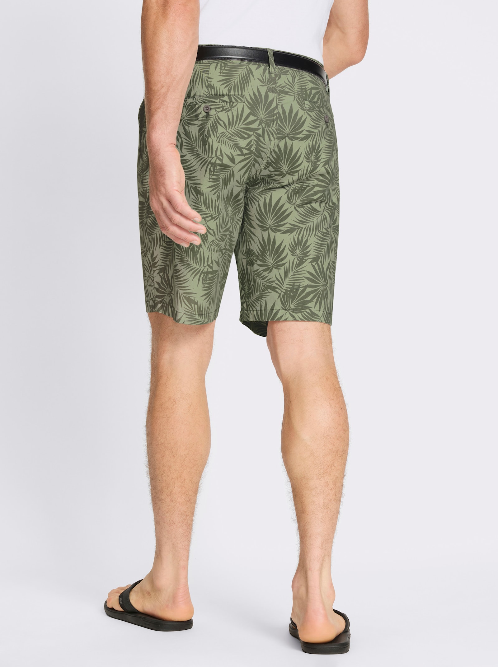 Marco Donati Bermudas mit Palmwedel-Print, Stretch - eucalyptus-khaki-bedruckt