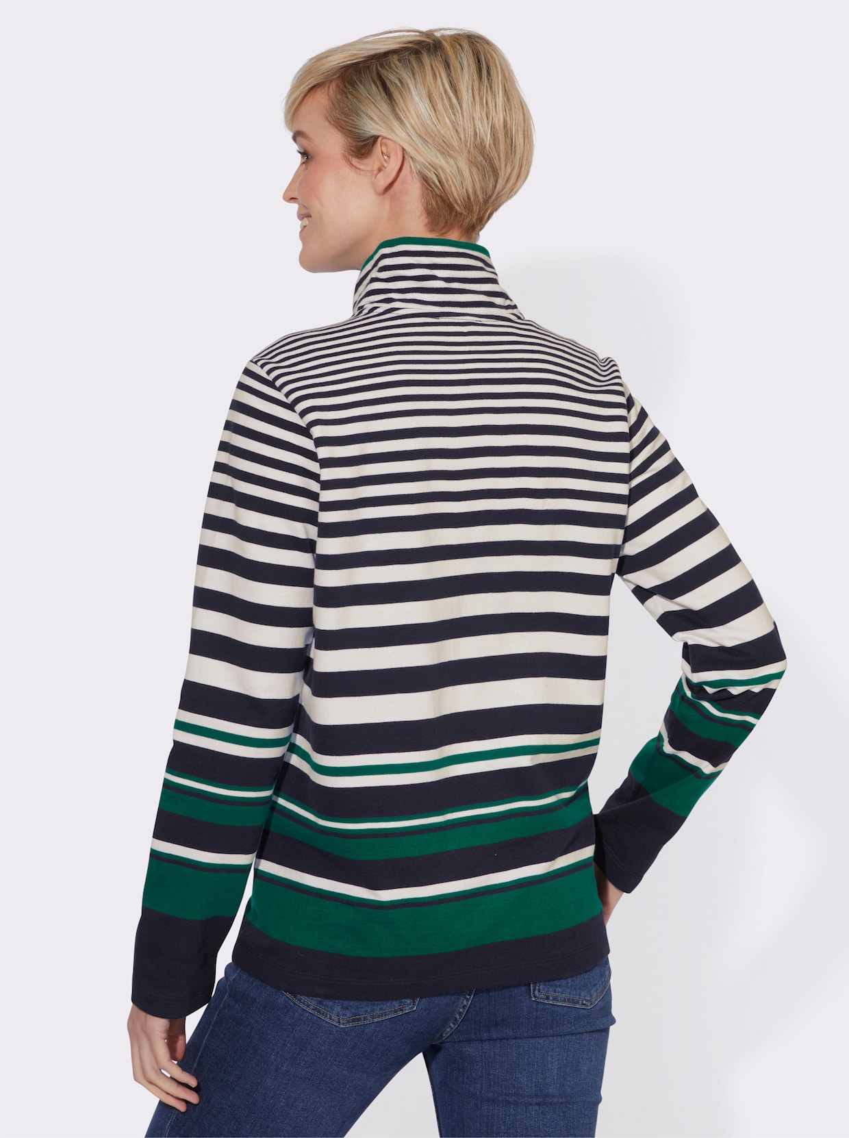 Sweatshirt - marine-dunkelgrün-gestreift