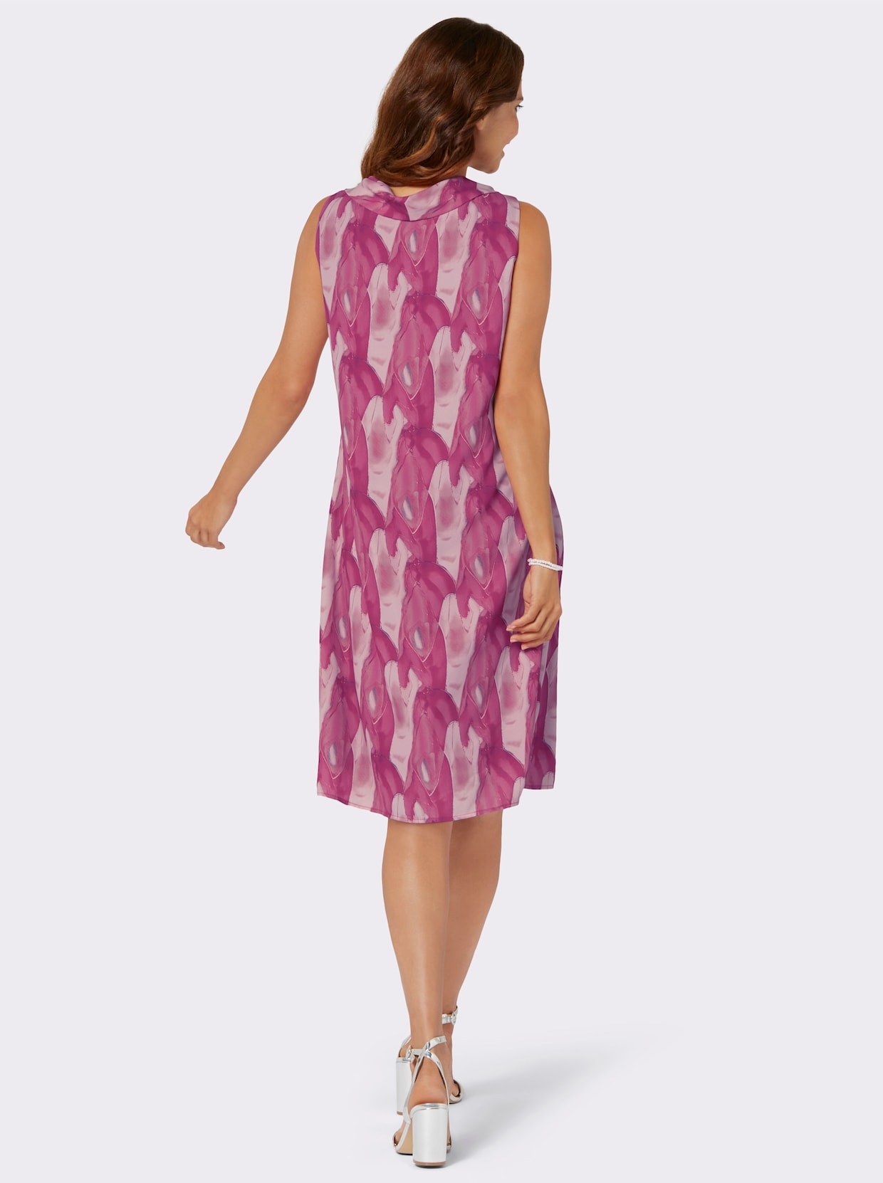 Kleid - magenta-hellrosé-bedruckt