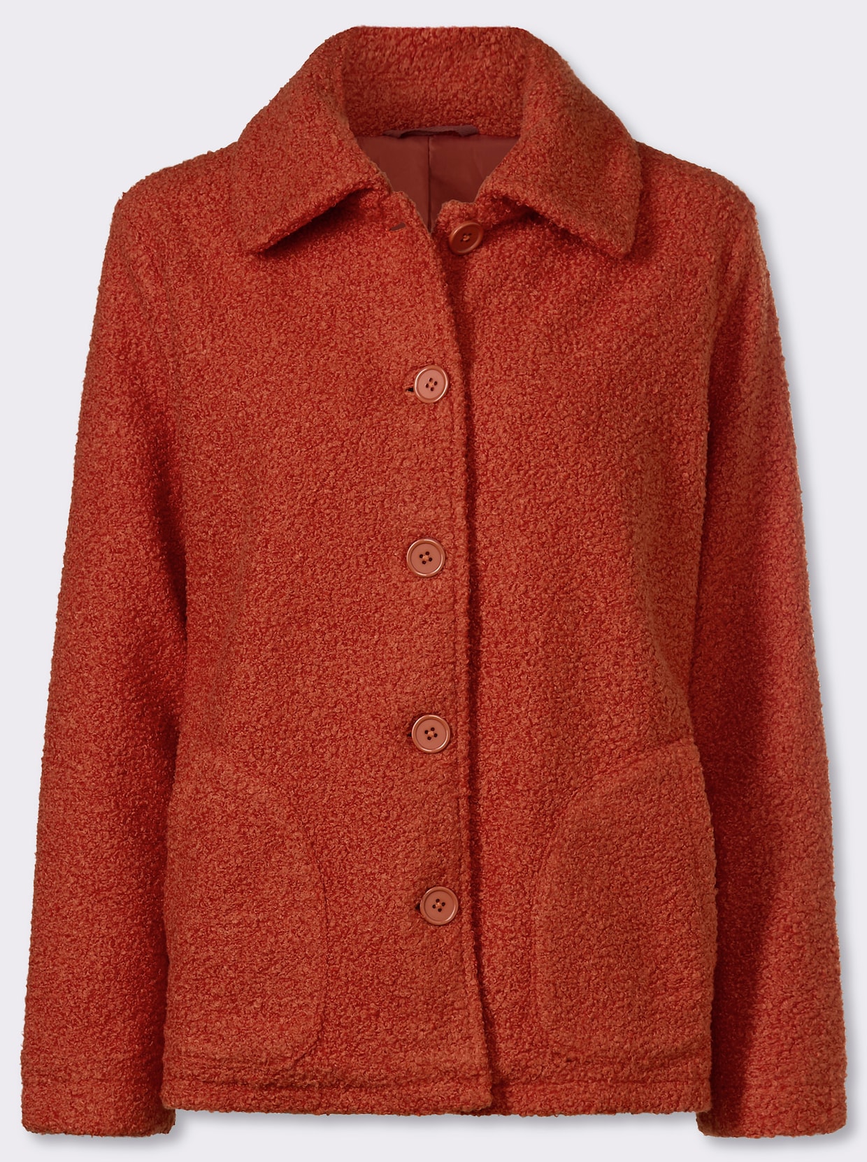 Boucléjack voor normale wintertemperaturen - roestrood