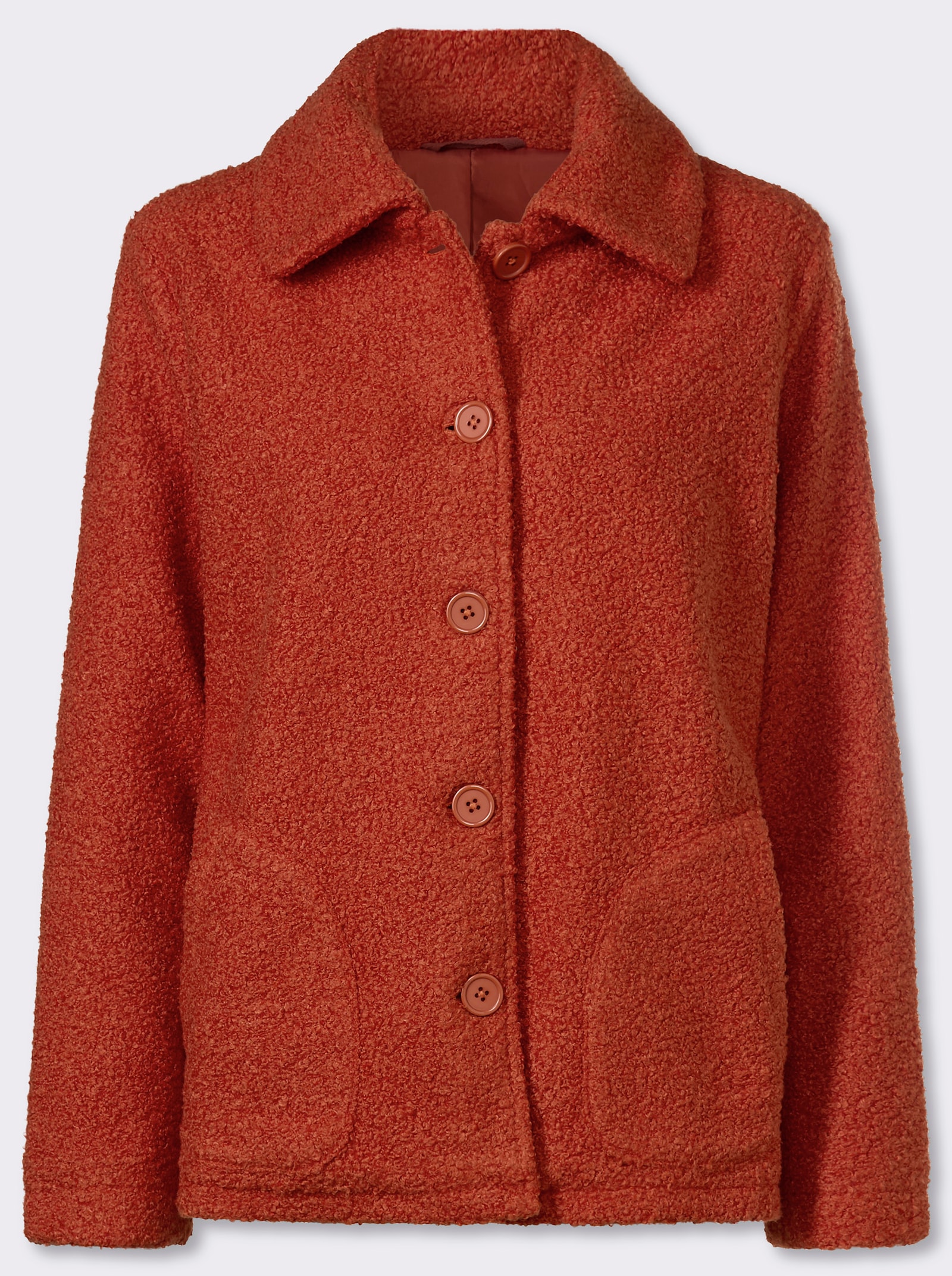 Boucléjack voor normale wintertemperaturen - roestrood