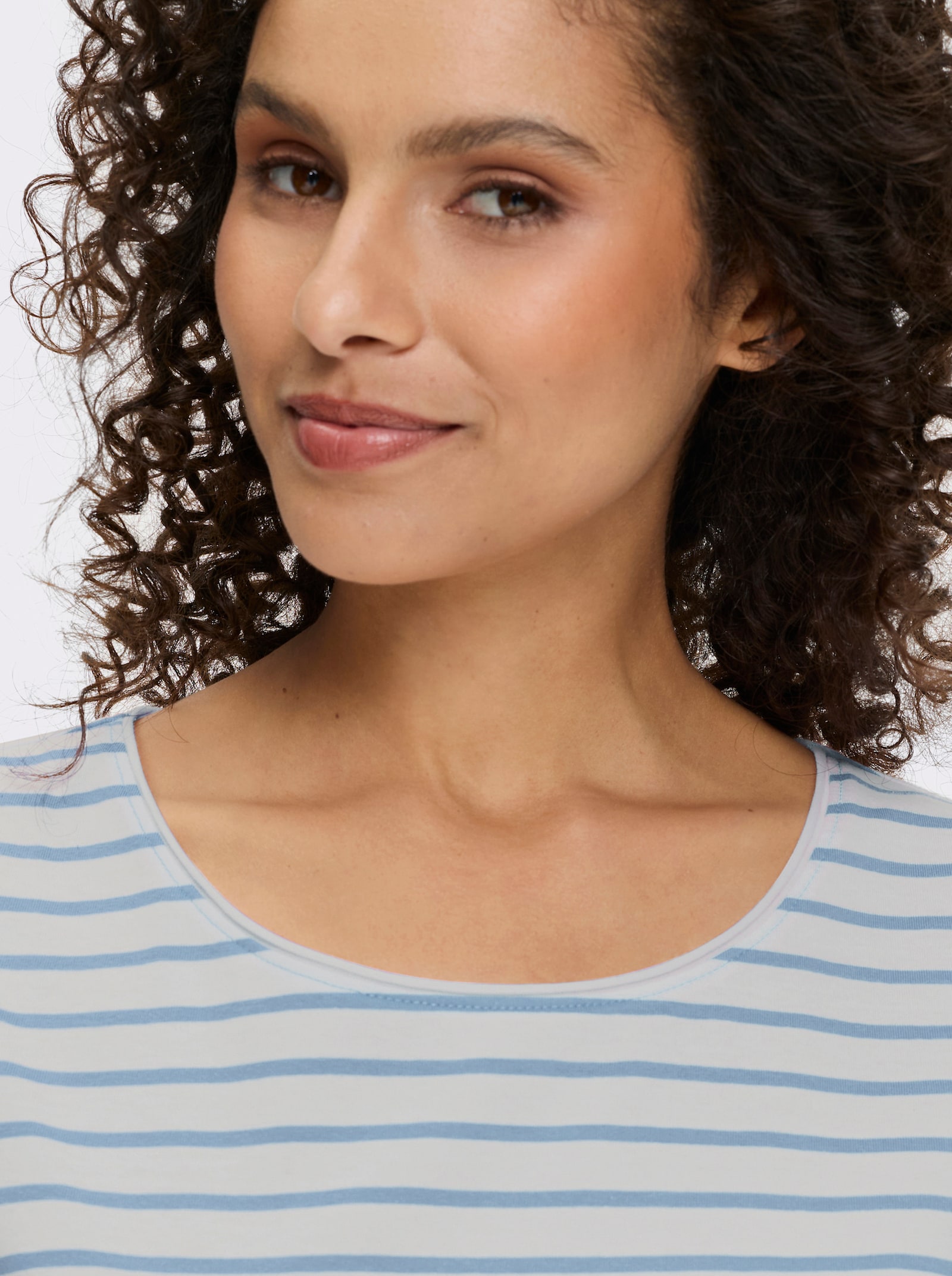 heine T-Shirt - weiß-eisblau-geringelt