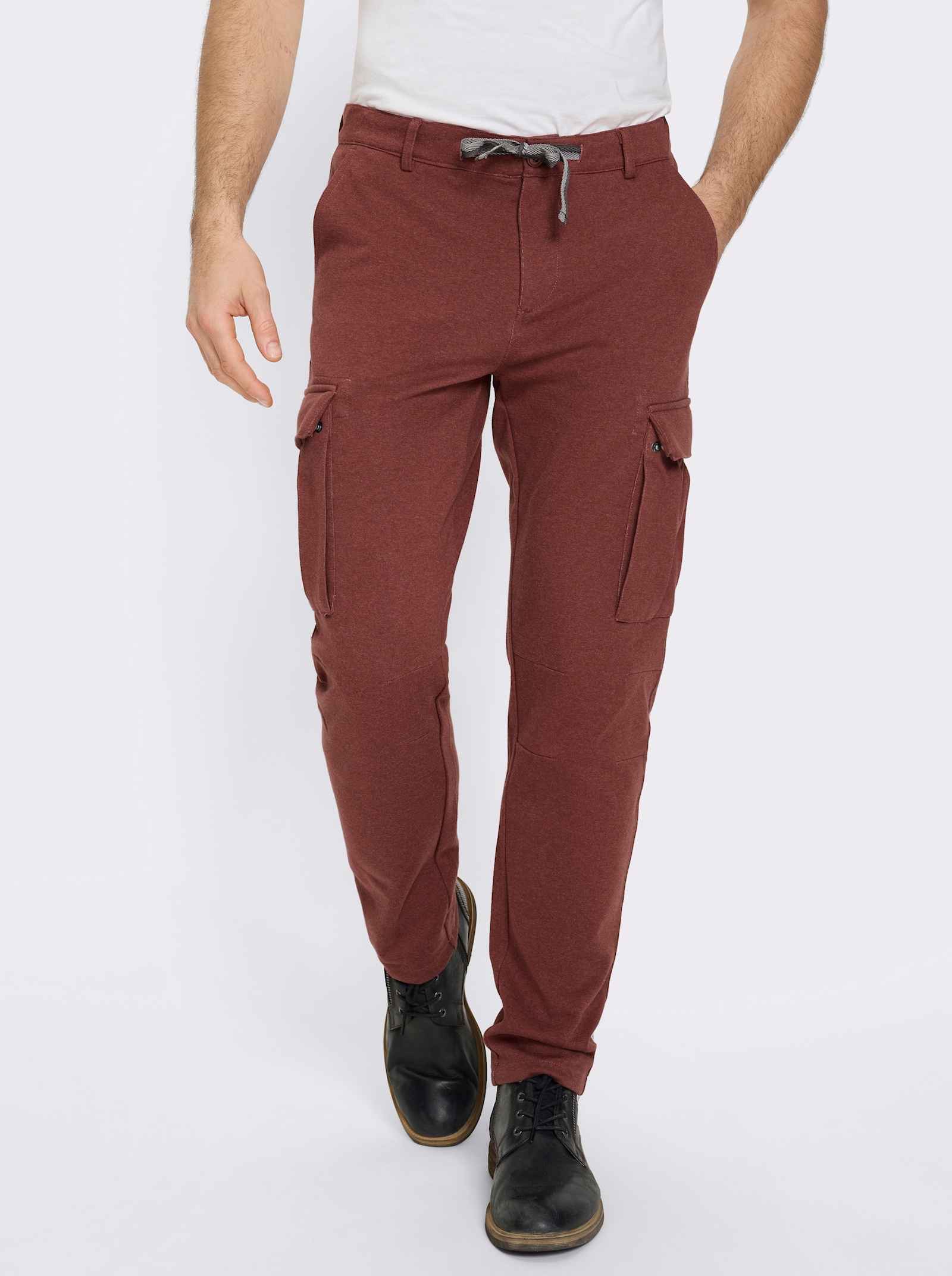 Marco Donati Cargohose mit elastischem Bund - rotbraun-meliert