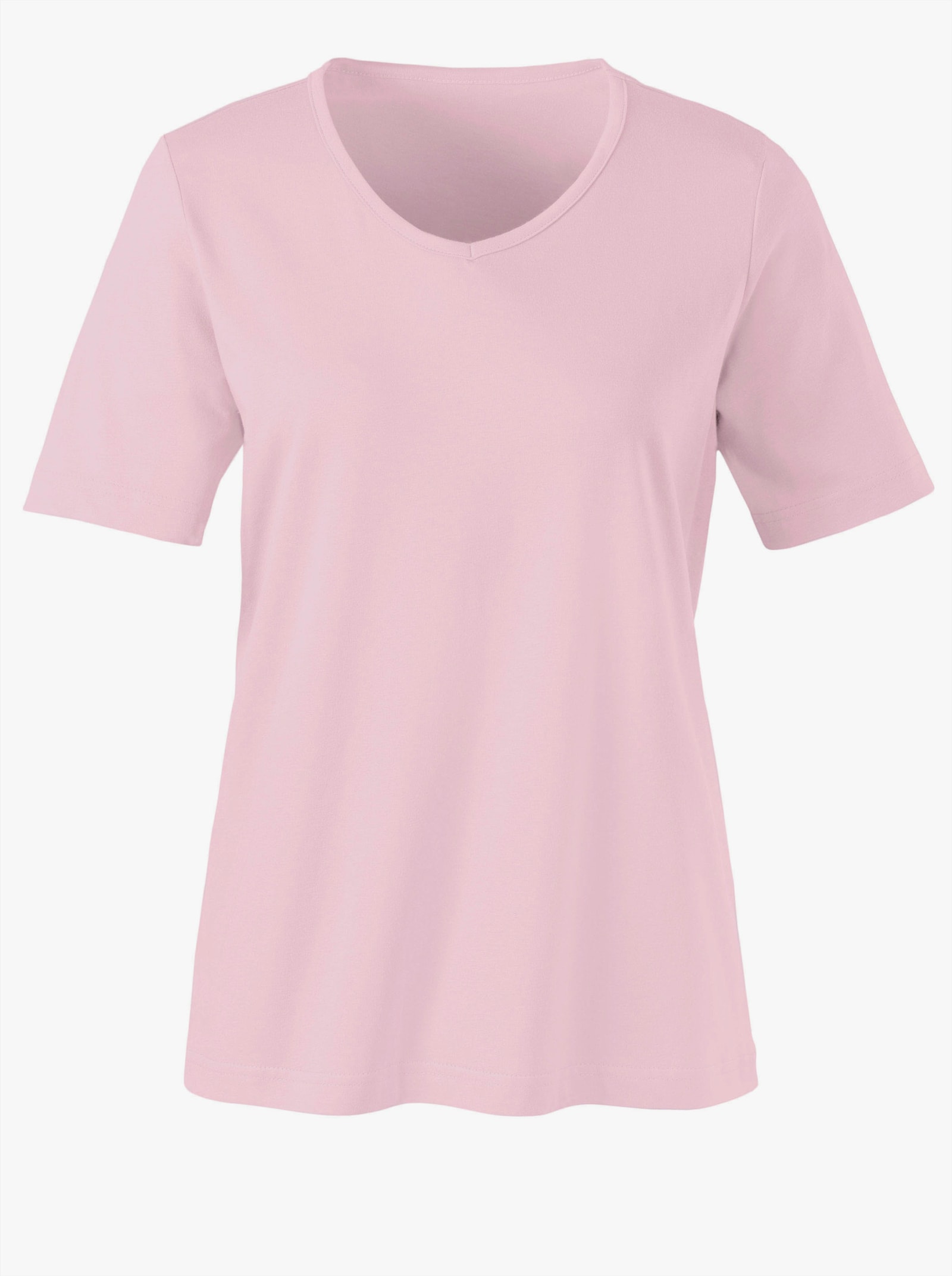 Kurzarmshirt mit V-Ausschnitt - rosé