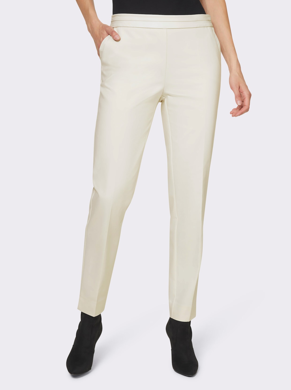 heine Broek met persplooien - champagne