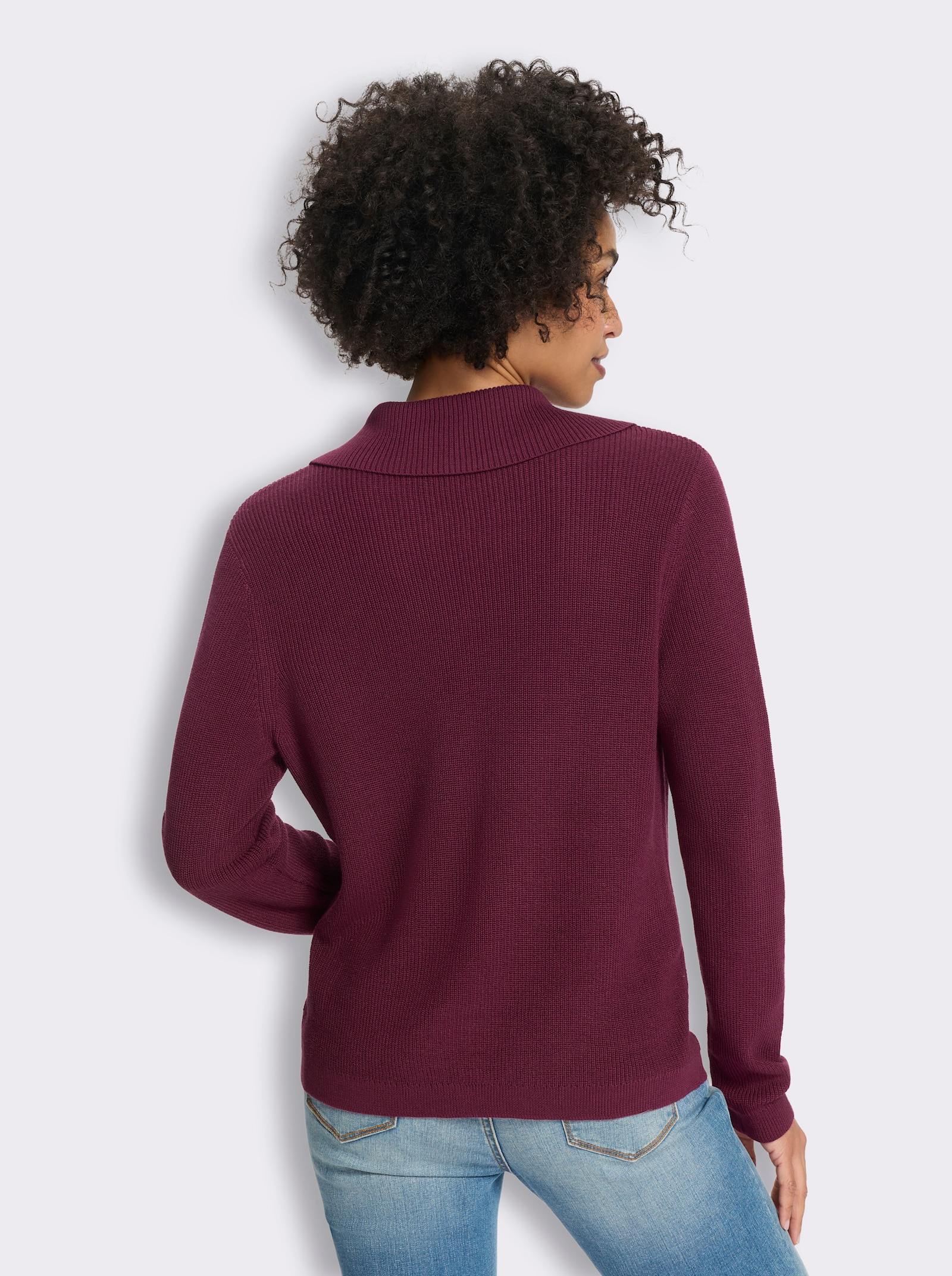 heine Langarm-Pullover mit Umlegekragen - bordeaux