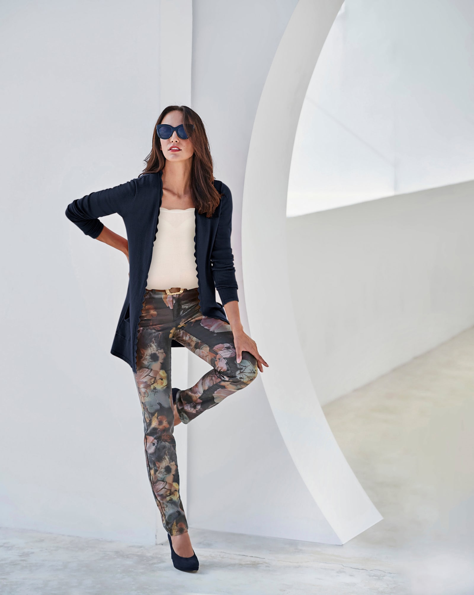 heine Feinstrickjacke mit Taschen - nachtblau