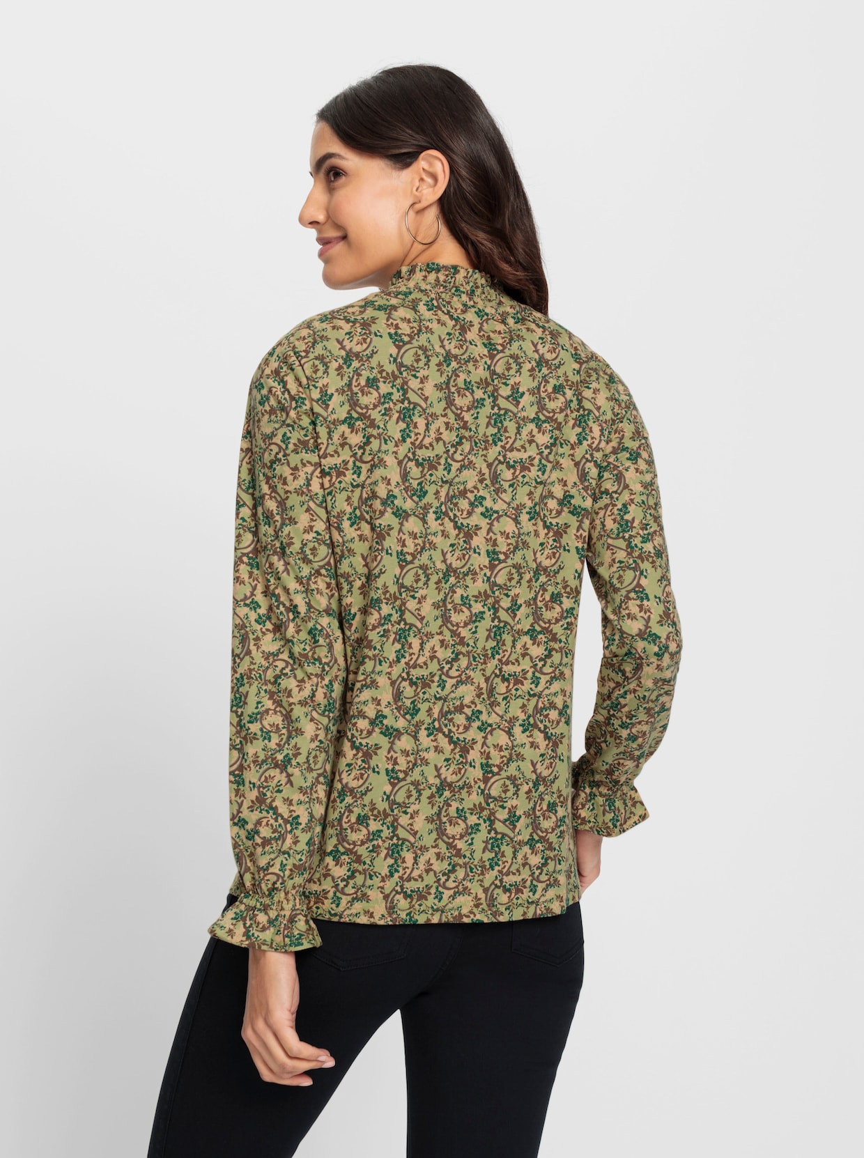 Shirt met print - rietgroen/bruin geprint