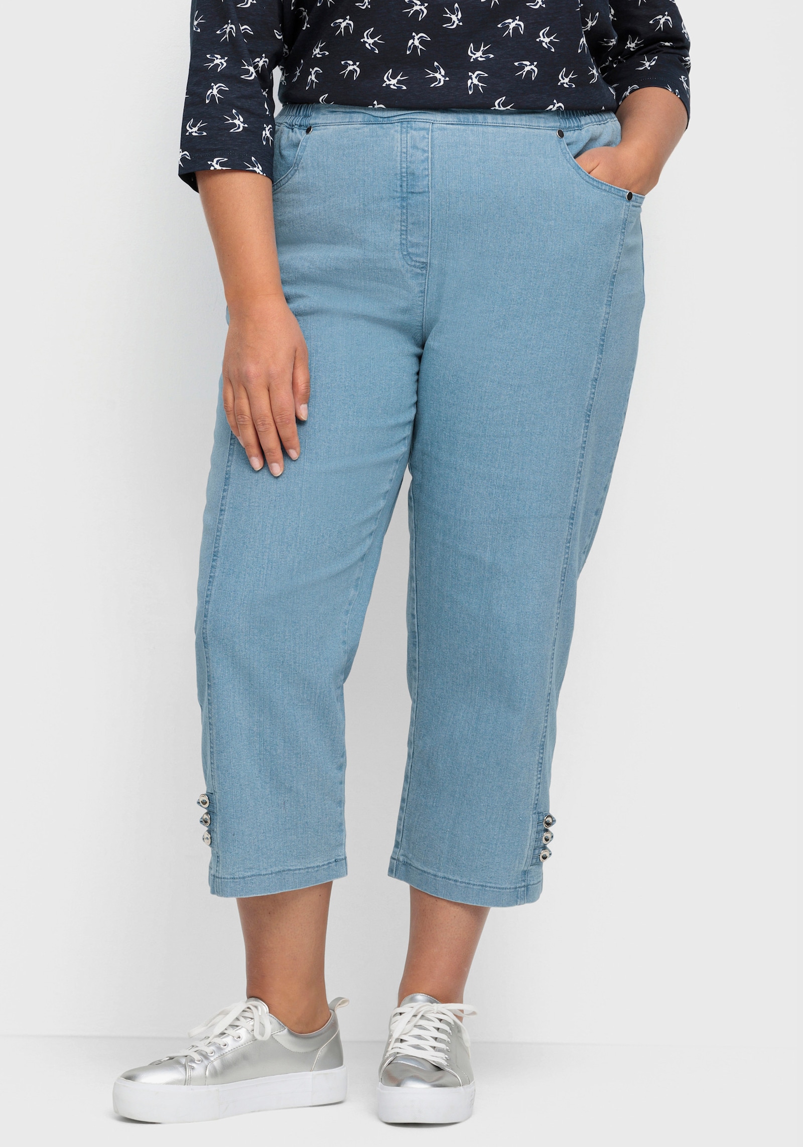 7/8-Jeans mit Zierriegel am Abschluss - blue-bleached