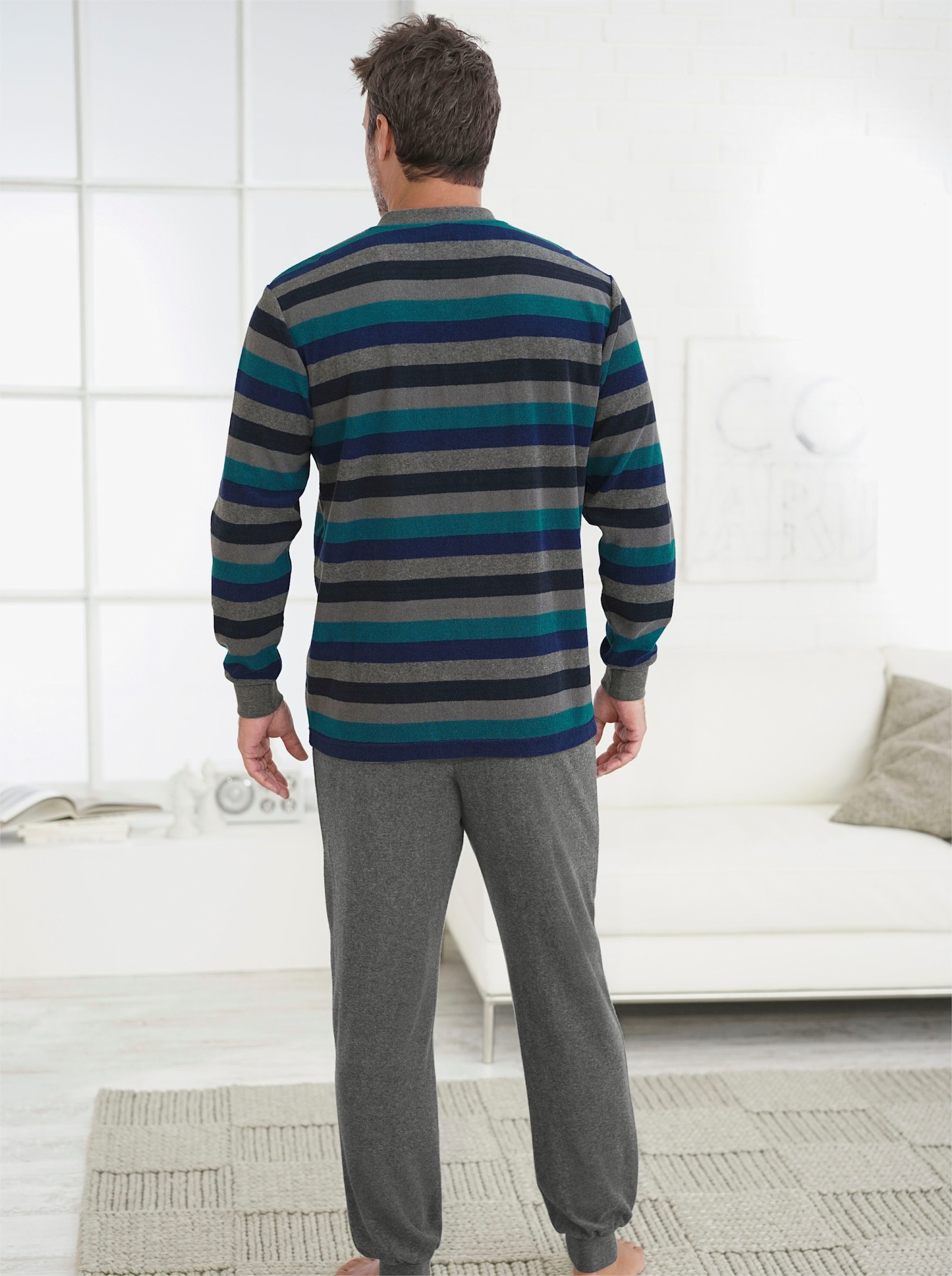 wäschepur men Schlafanzug - grau-geringelt