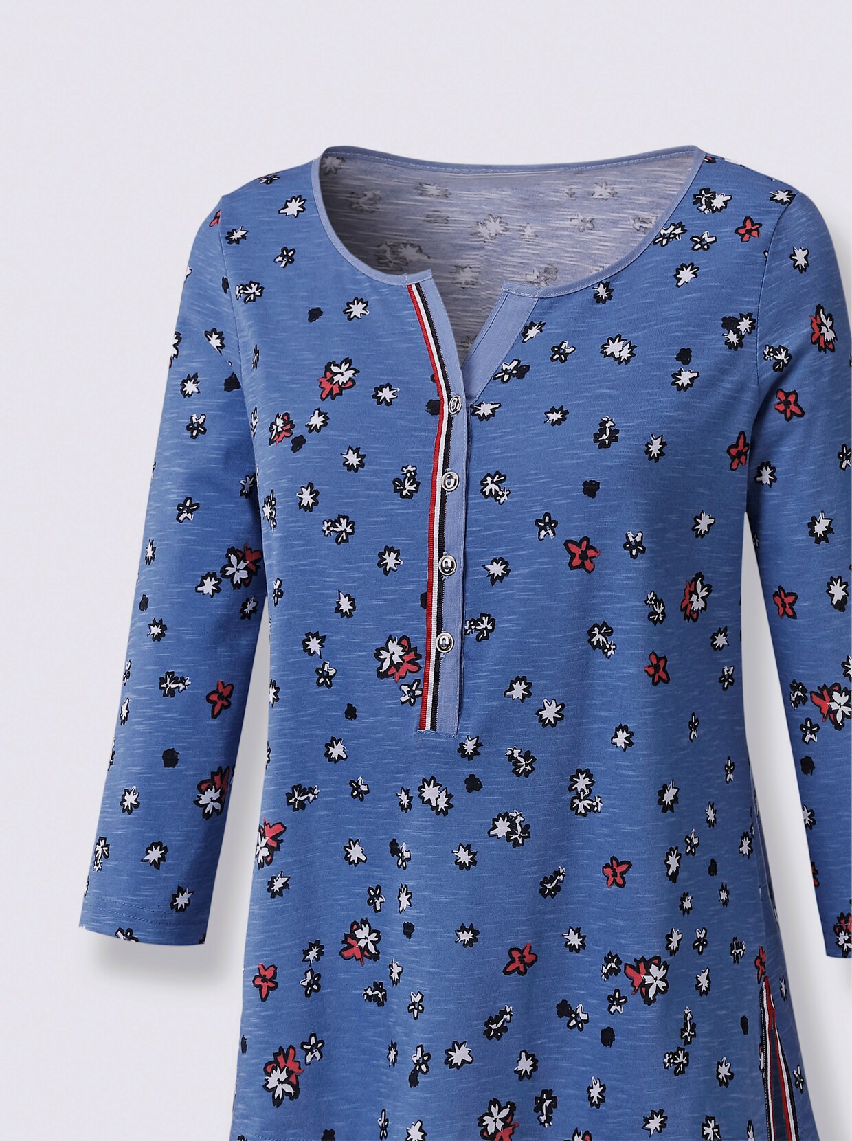 3/4-Arm-Shirt - kornblume-weiß-gemustert