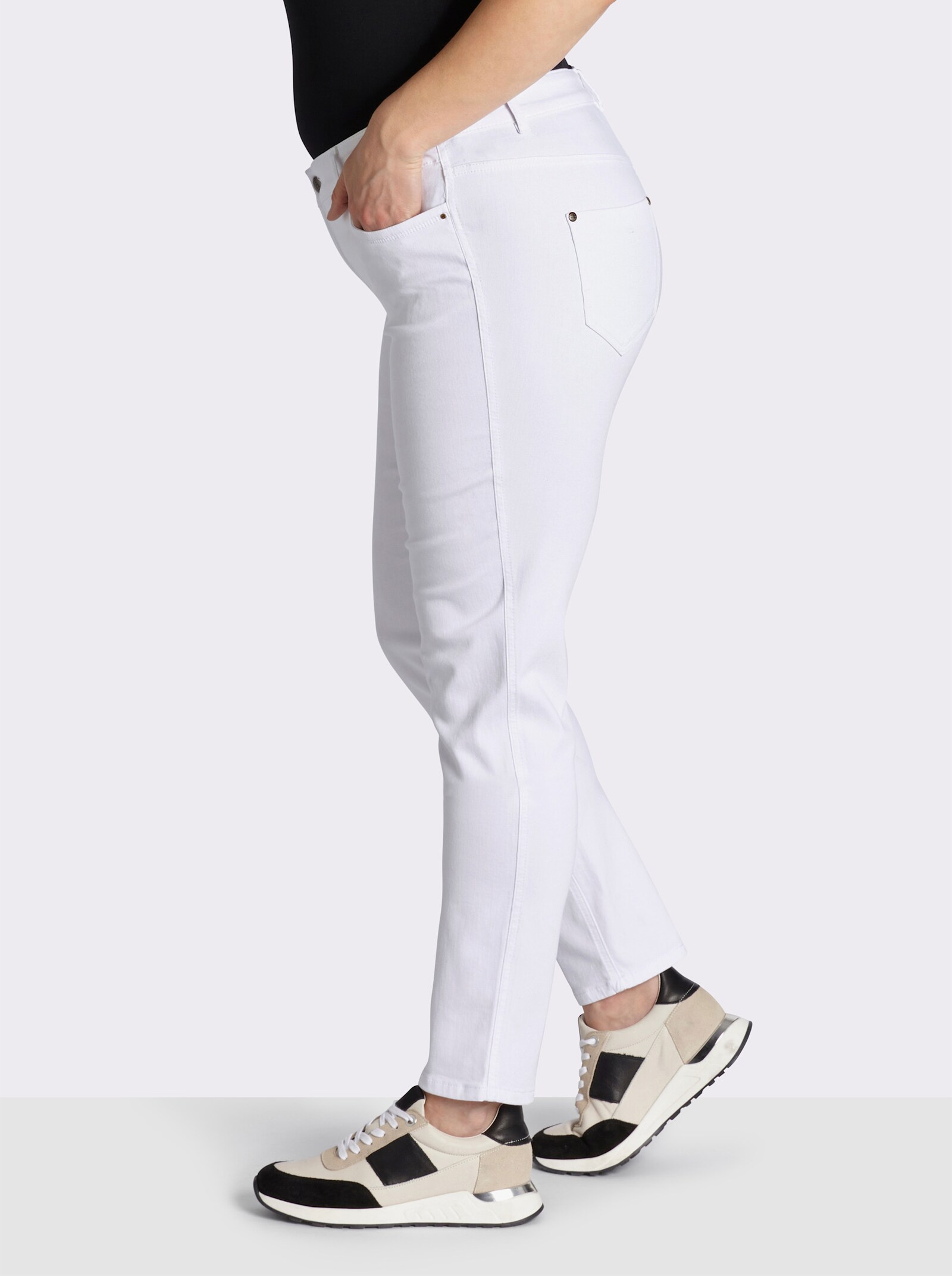 Ascari Stretch-Jeans in Röhren-Form - weiß