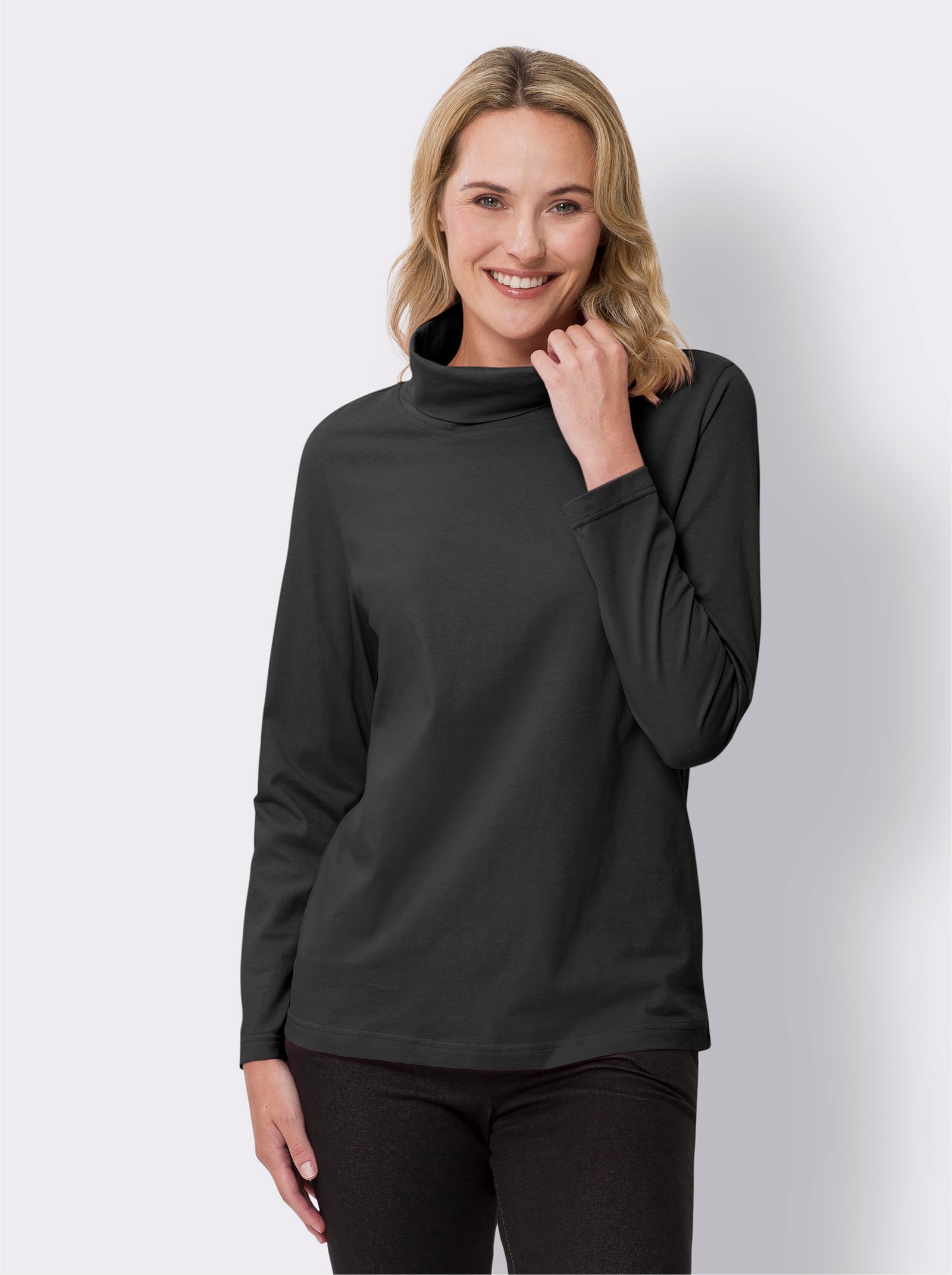 Rollkragenshirt aus reiner Baumwolle - graphit