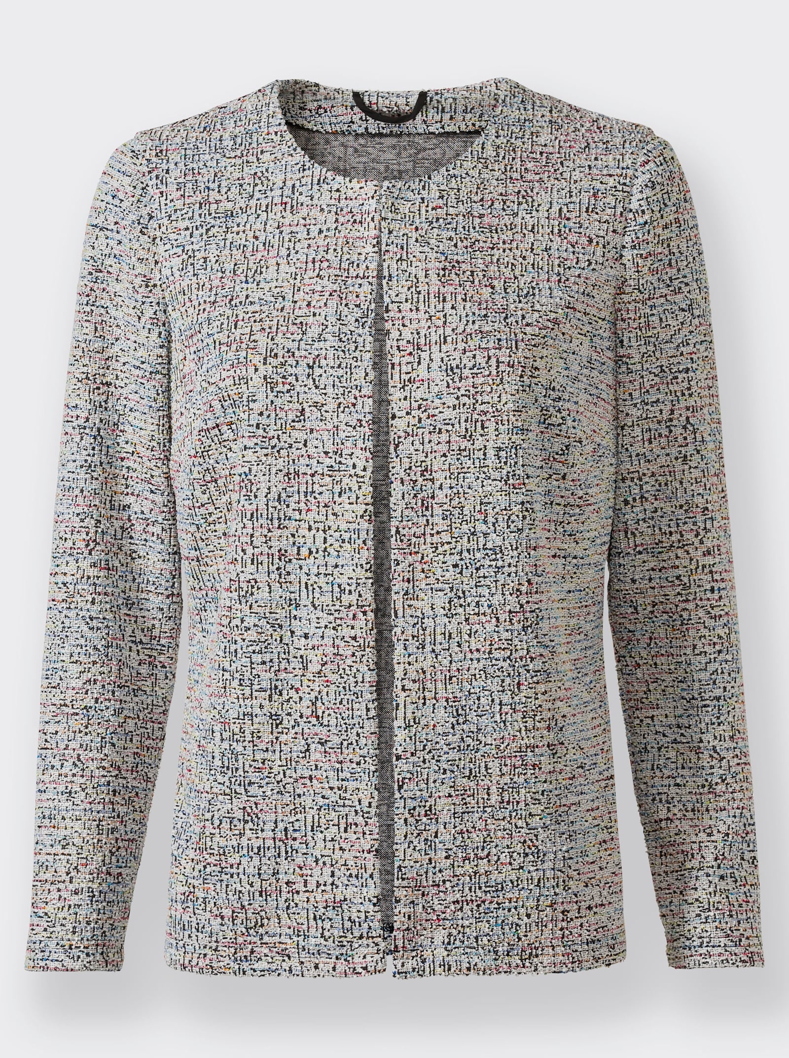 Shirtjasje met boucléstructuur - zwart/roze gemêleerd