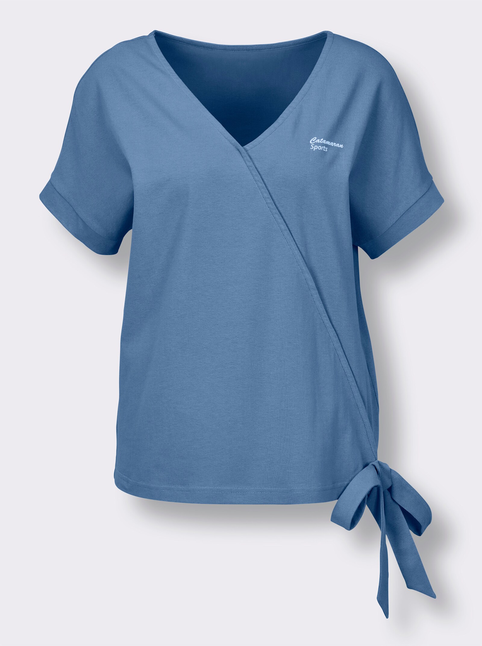 Catamaran Sports Funktionsshirt in Wickel-Optik - mittelblau