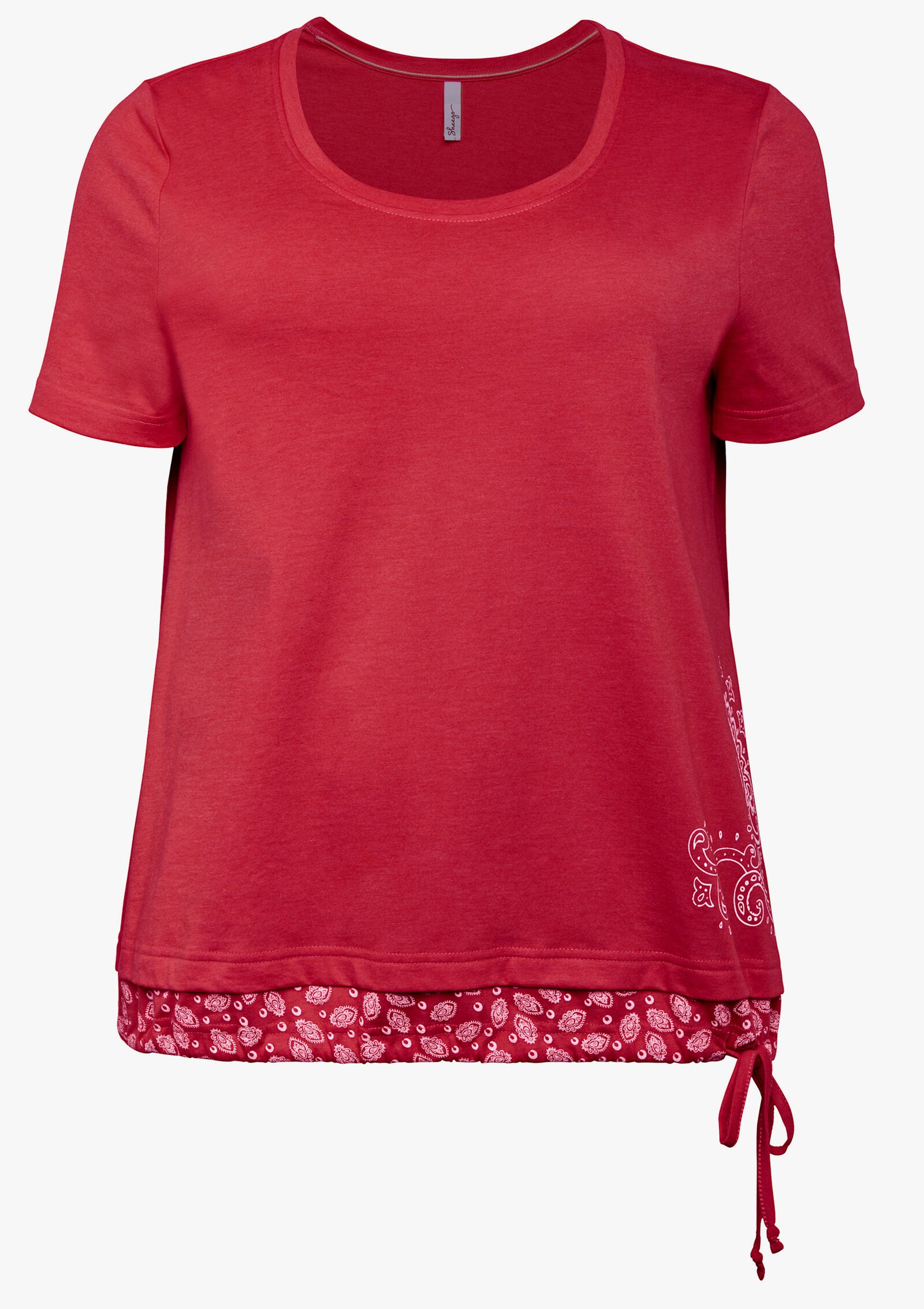sheego Kurzarmshirt in 2-in-1-Optik - mohnrot