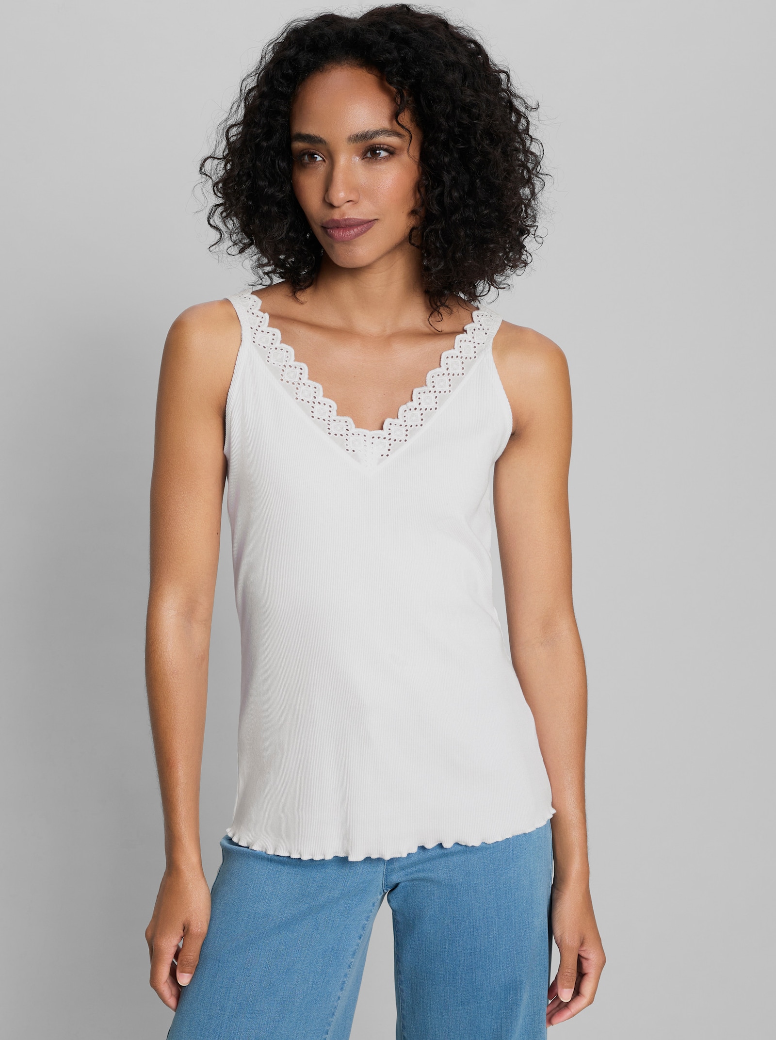heine Shirttop mit Spitze - weiß