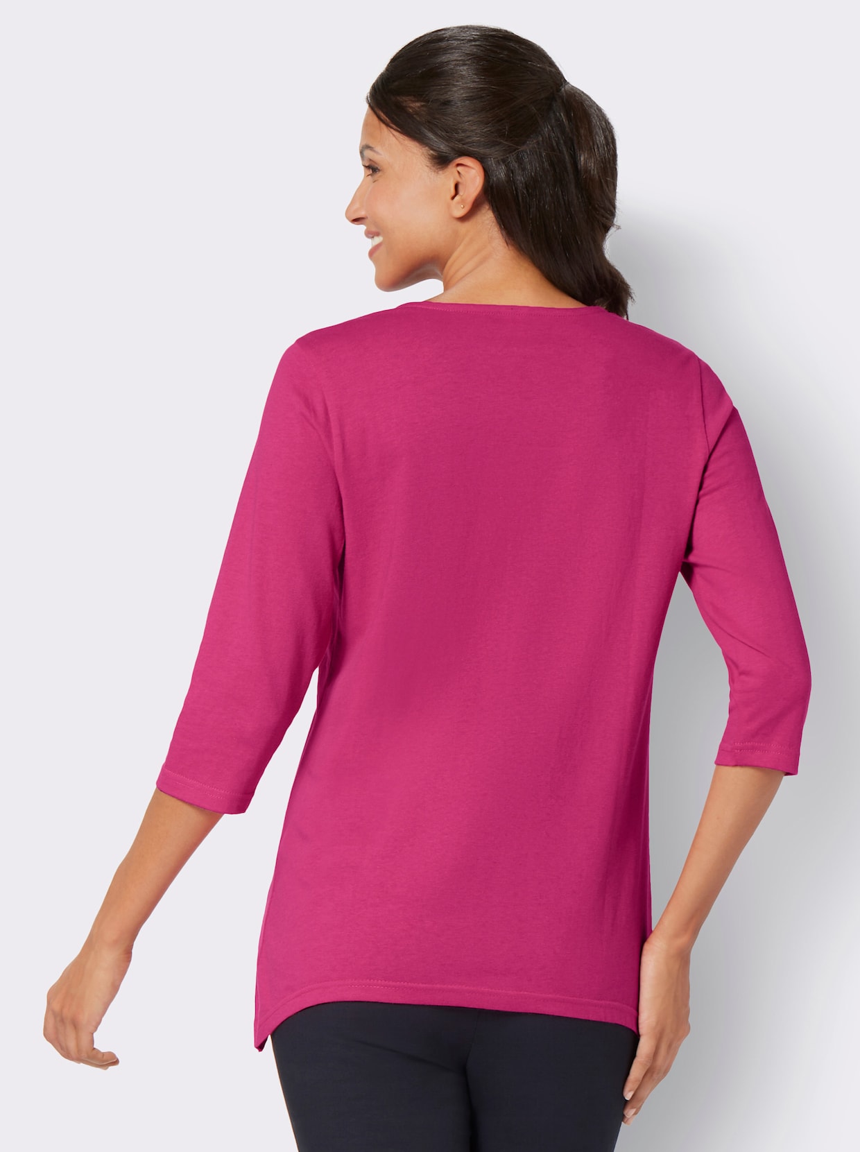 Assymetrisk topp - fuchsia-ecru