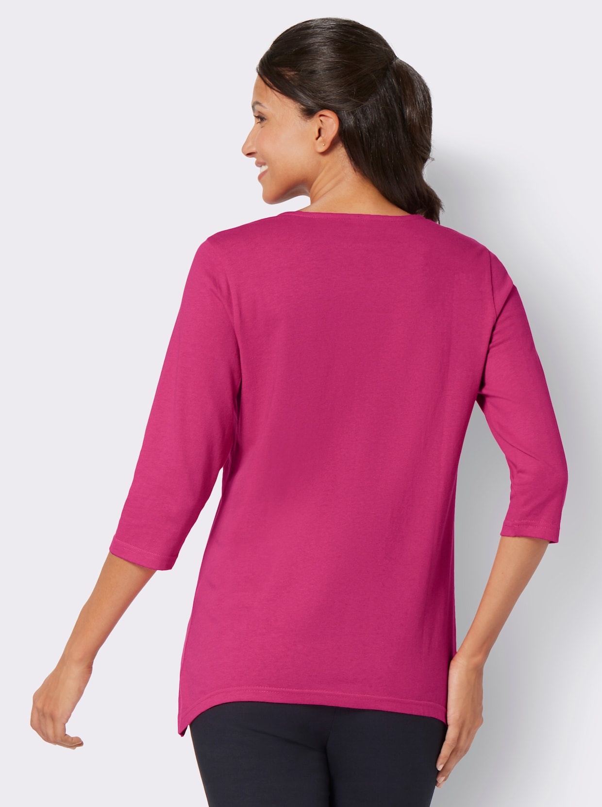 Assymetrisk topp - fuchsia-ecru