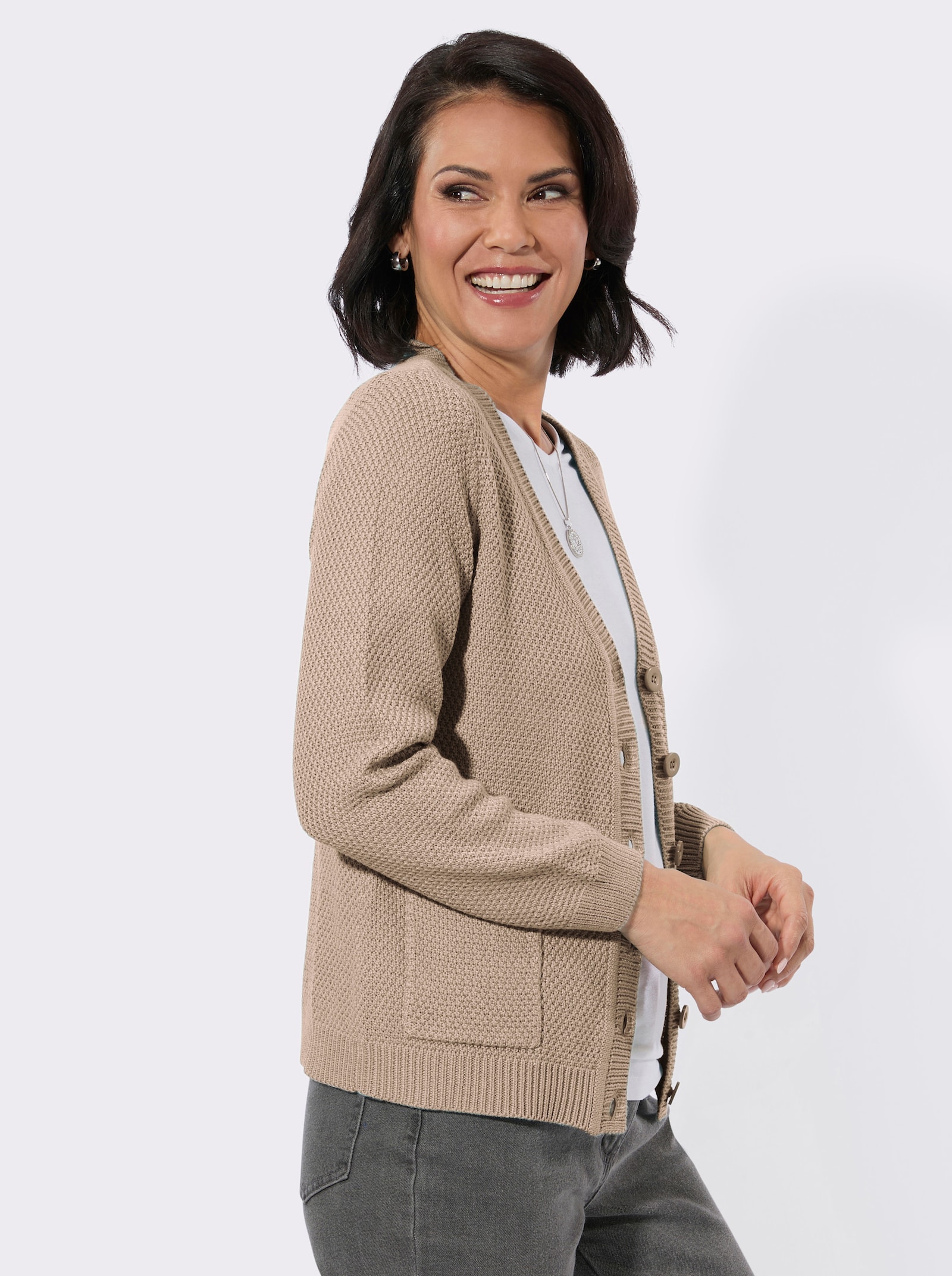 Strickjacke - beige