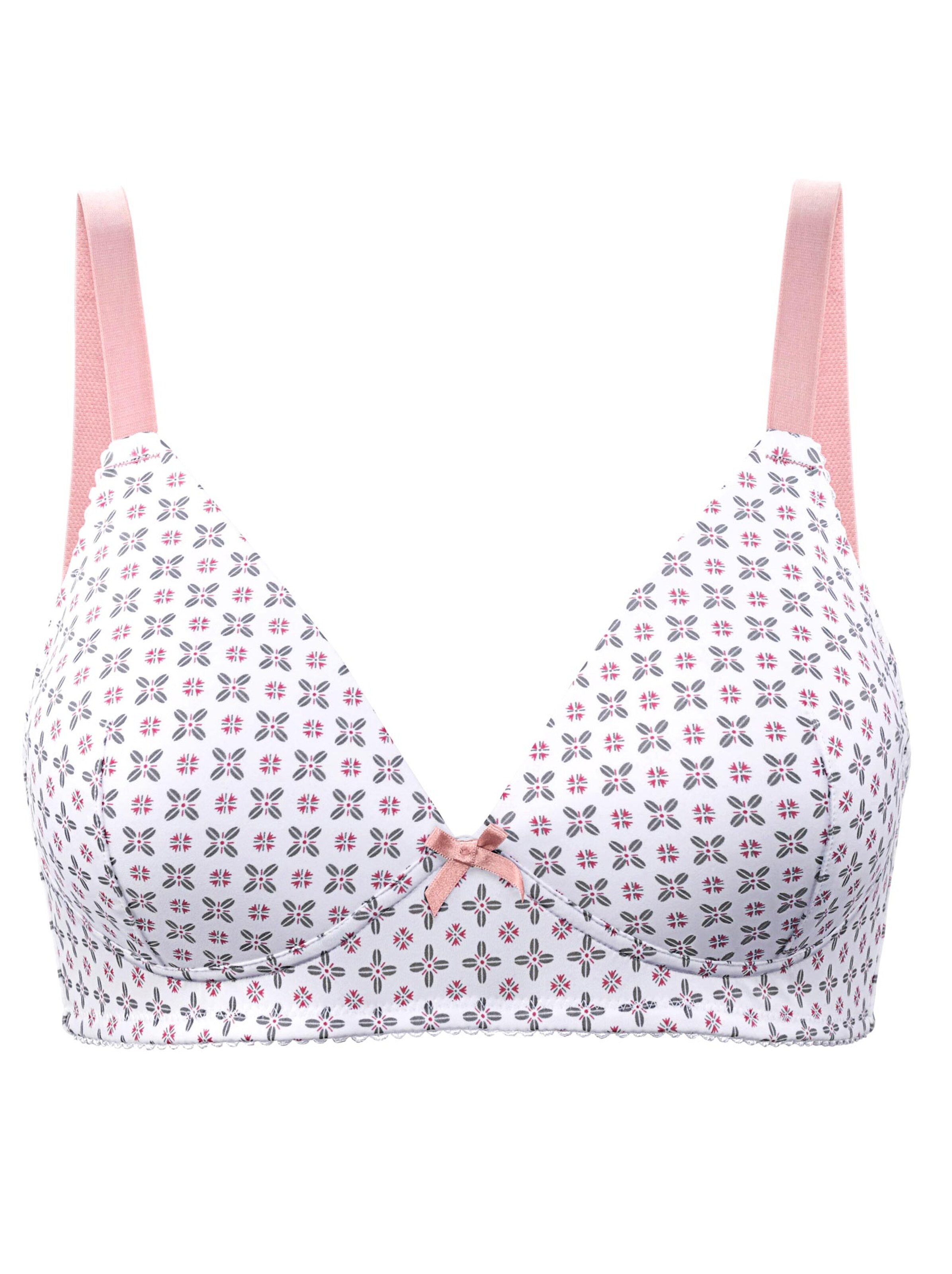 Schalen-BH ohne Bügel - rosé-grau-bedruckt