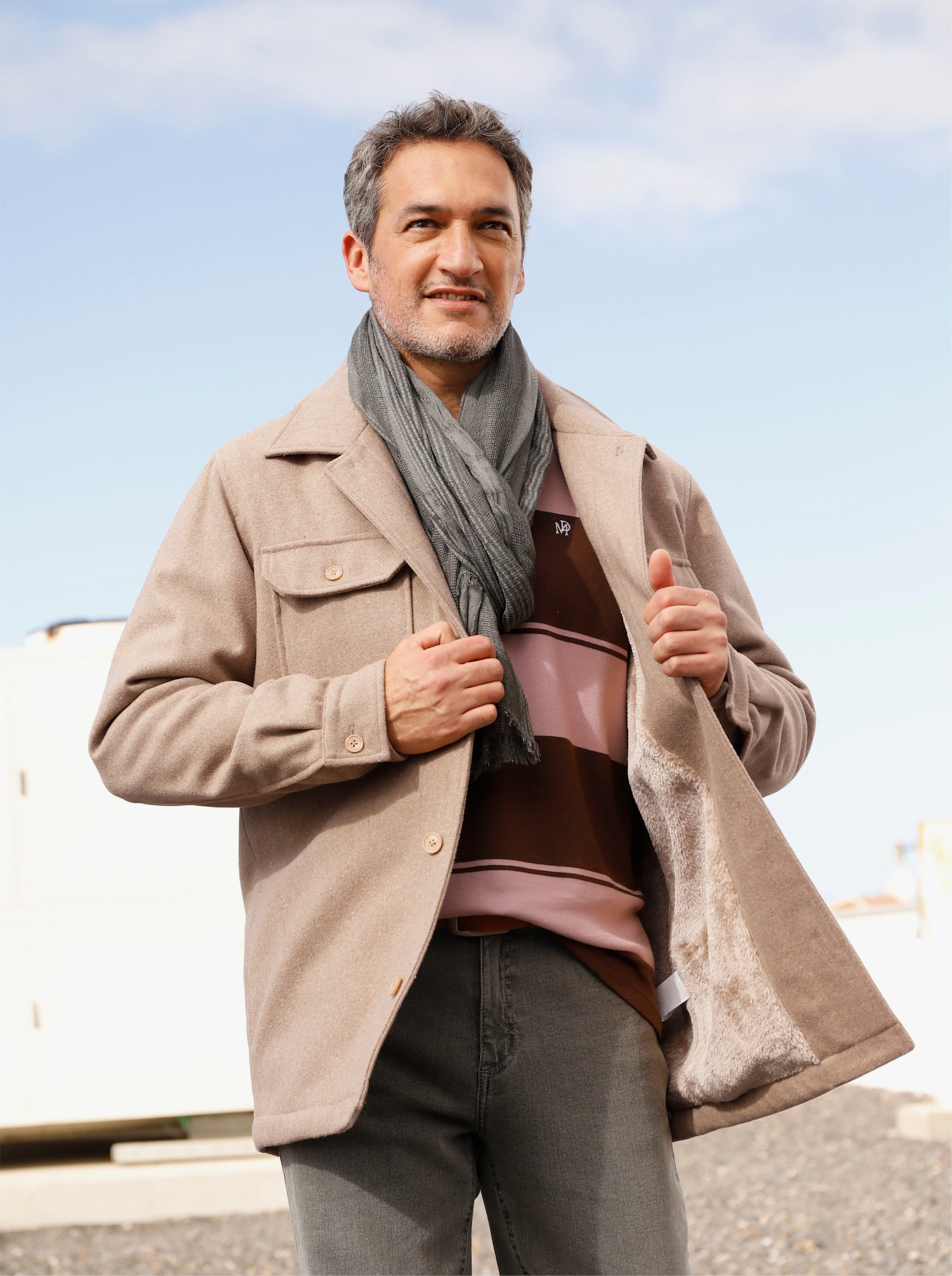 Marco Donati Longjacke in Woll-Optik - camel-meliert
