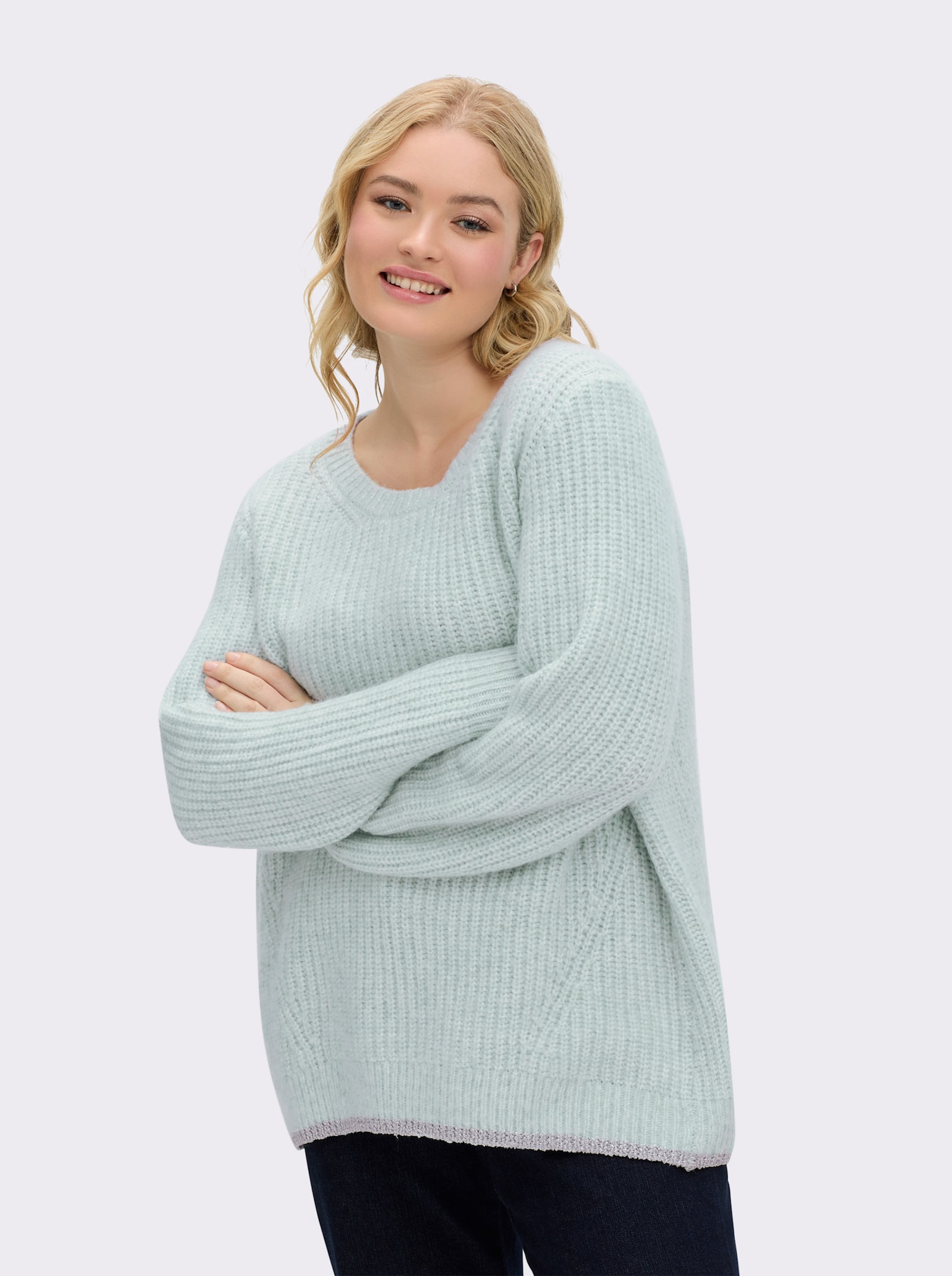 sheego Pullover van ribtricot - mint
