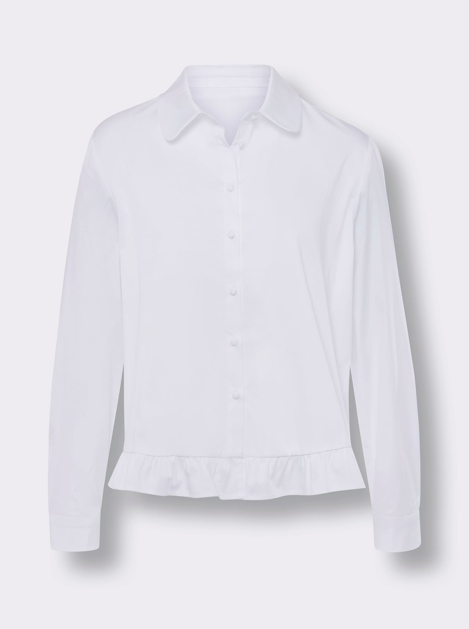 heine Overhemdblouse met ruches aan de zoom - wit