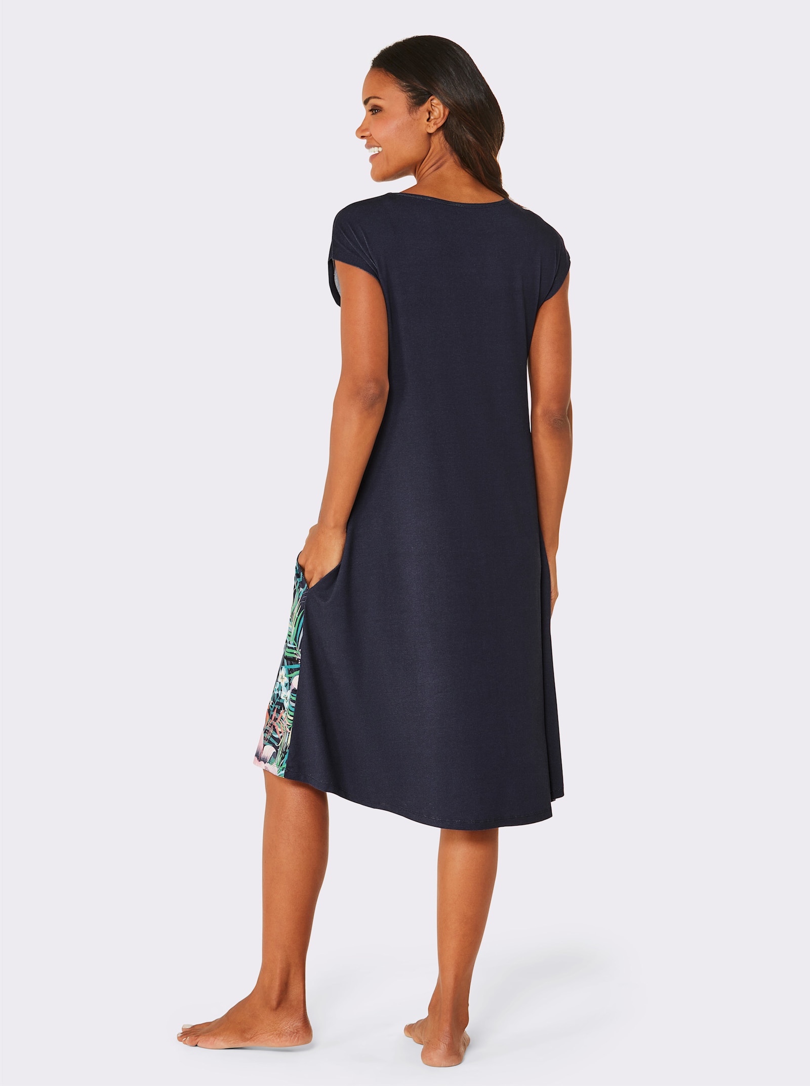 feel good Sommerkleid in A-Linie - marine-orange-bedruckt