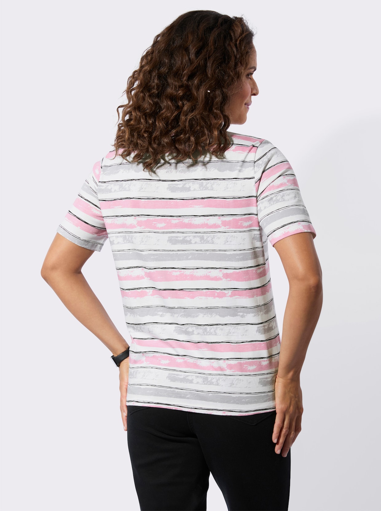 Ringelshirt - rosé-ecru-geringelt