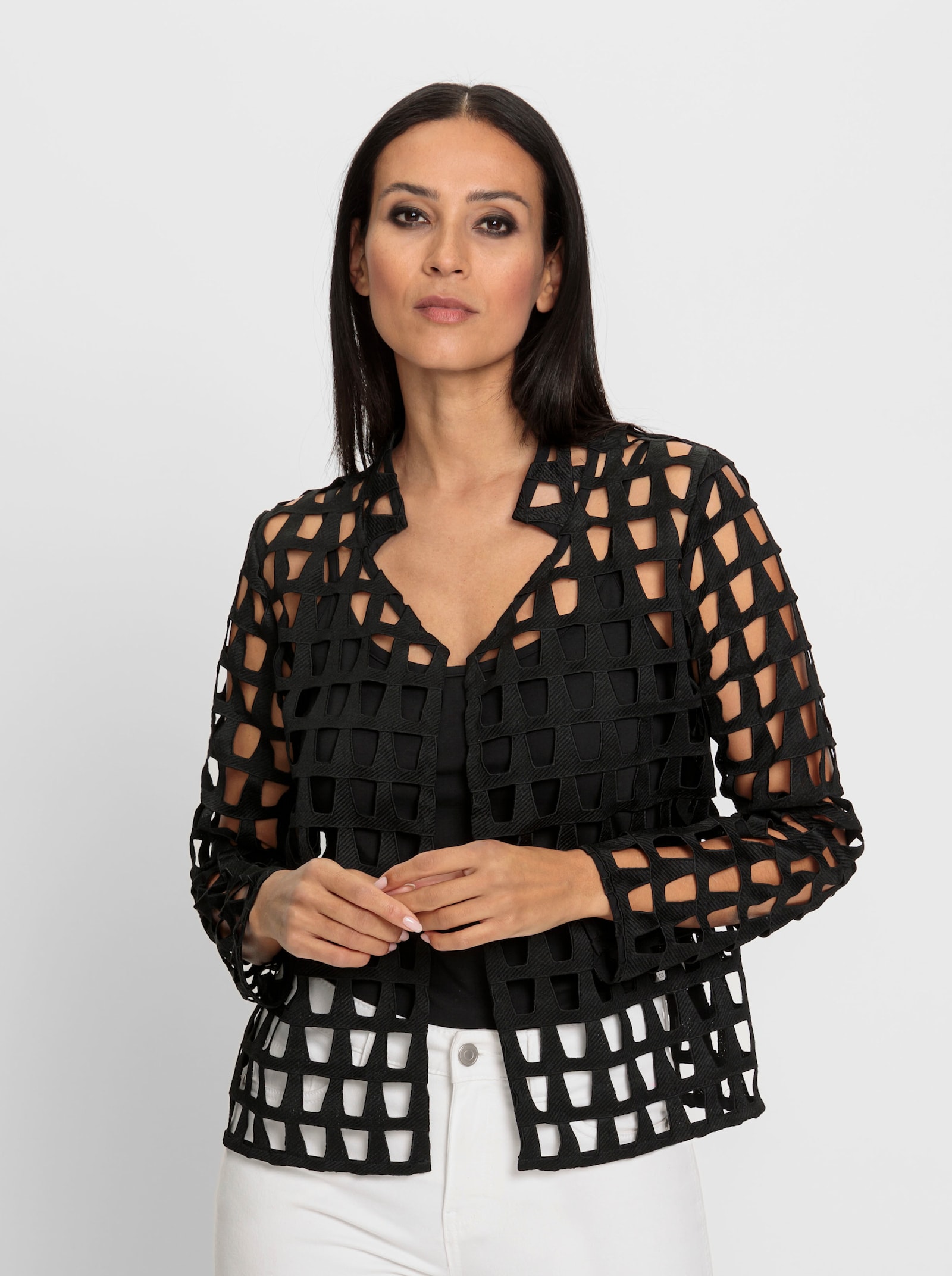 heine Blazer chemisier avec motif ajouré - noir à motifs