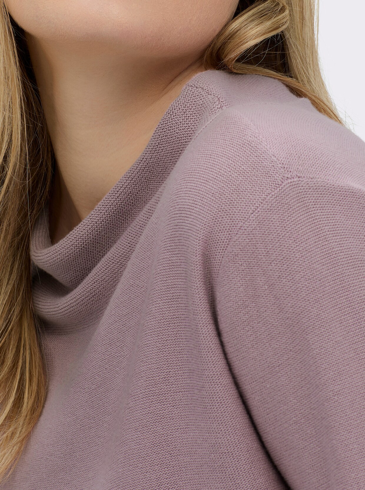 Langarm-Pullover aus reiner Baumwolle - mauve